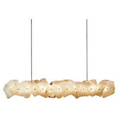 Pendant in Quartz Slices and Brass - Petra II Linear 900 by Christopher Boots