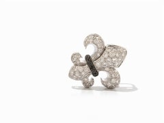 Pendant in the Shape of a French Bourbon Lily, 750 White Gold