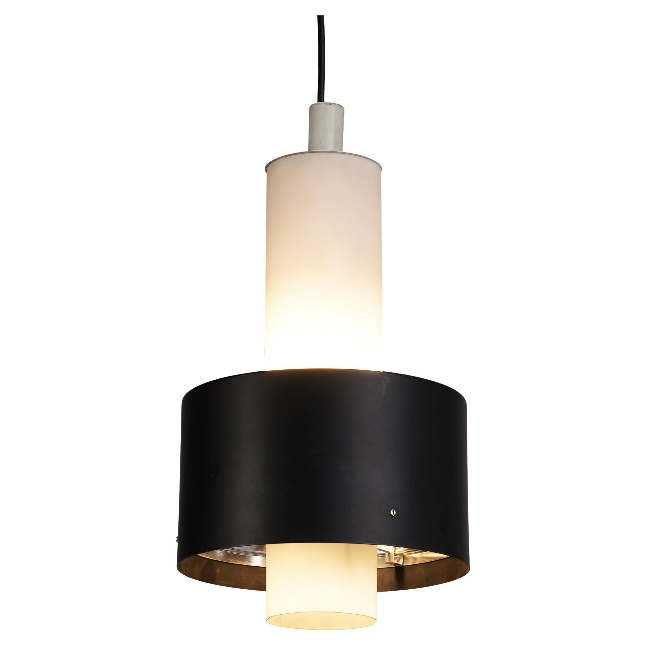 Pendant in White and Black Lacquered Metal For Sale
