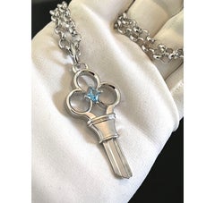 Pendant Key Charm with Blue topaz