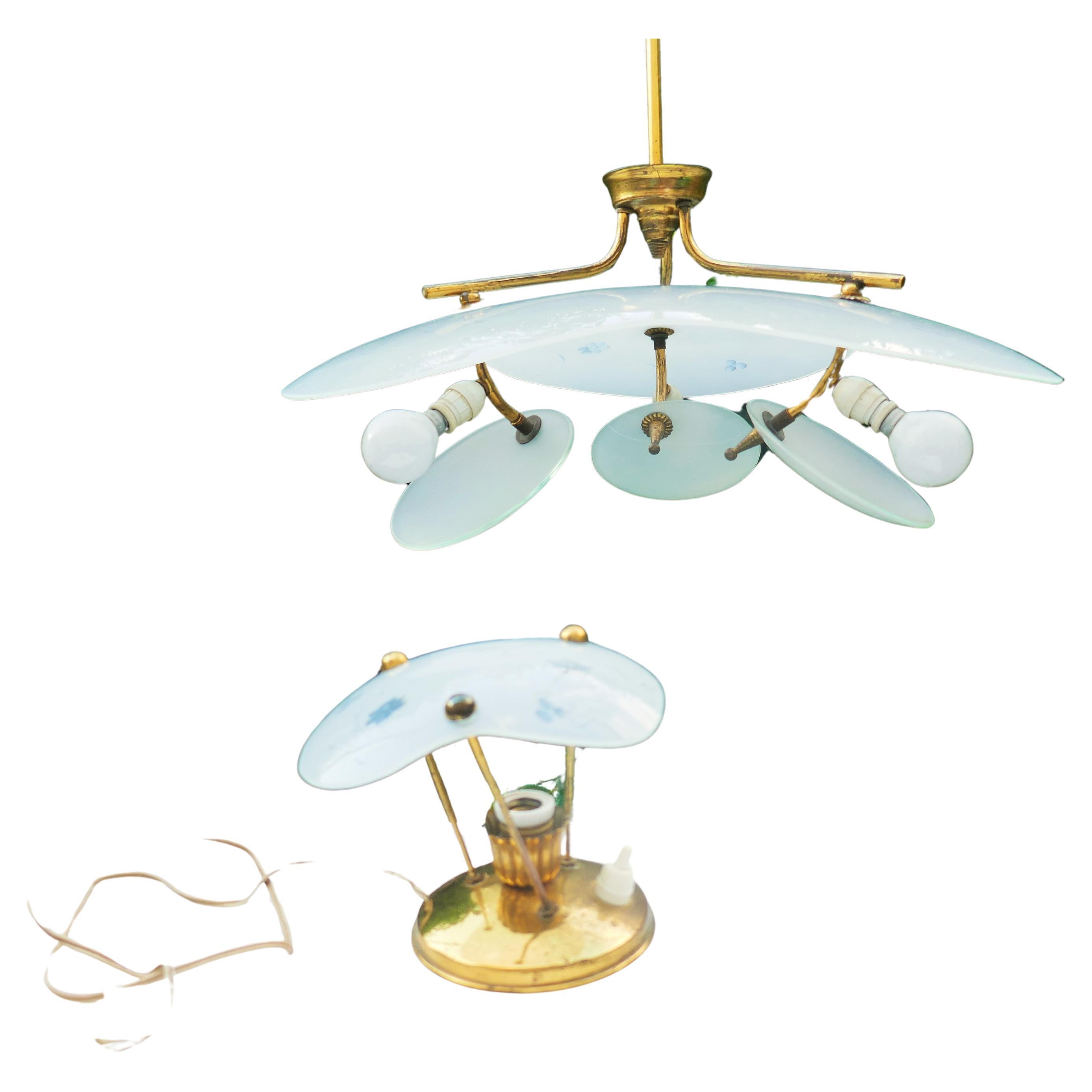 Pendant lamp and table lamp attributed to Pietro Chiesa in vendita