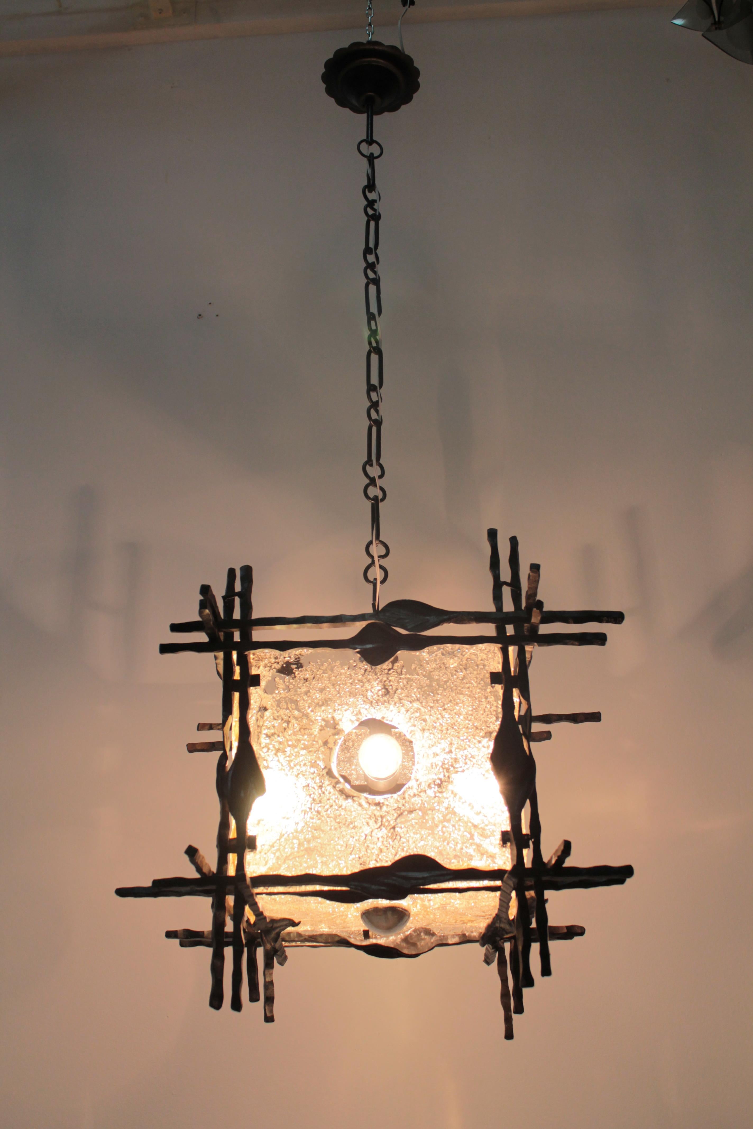 Pendant Lamp Brutalist 1960s Artglass Esperia Angelo Brotto 4