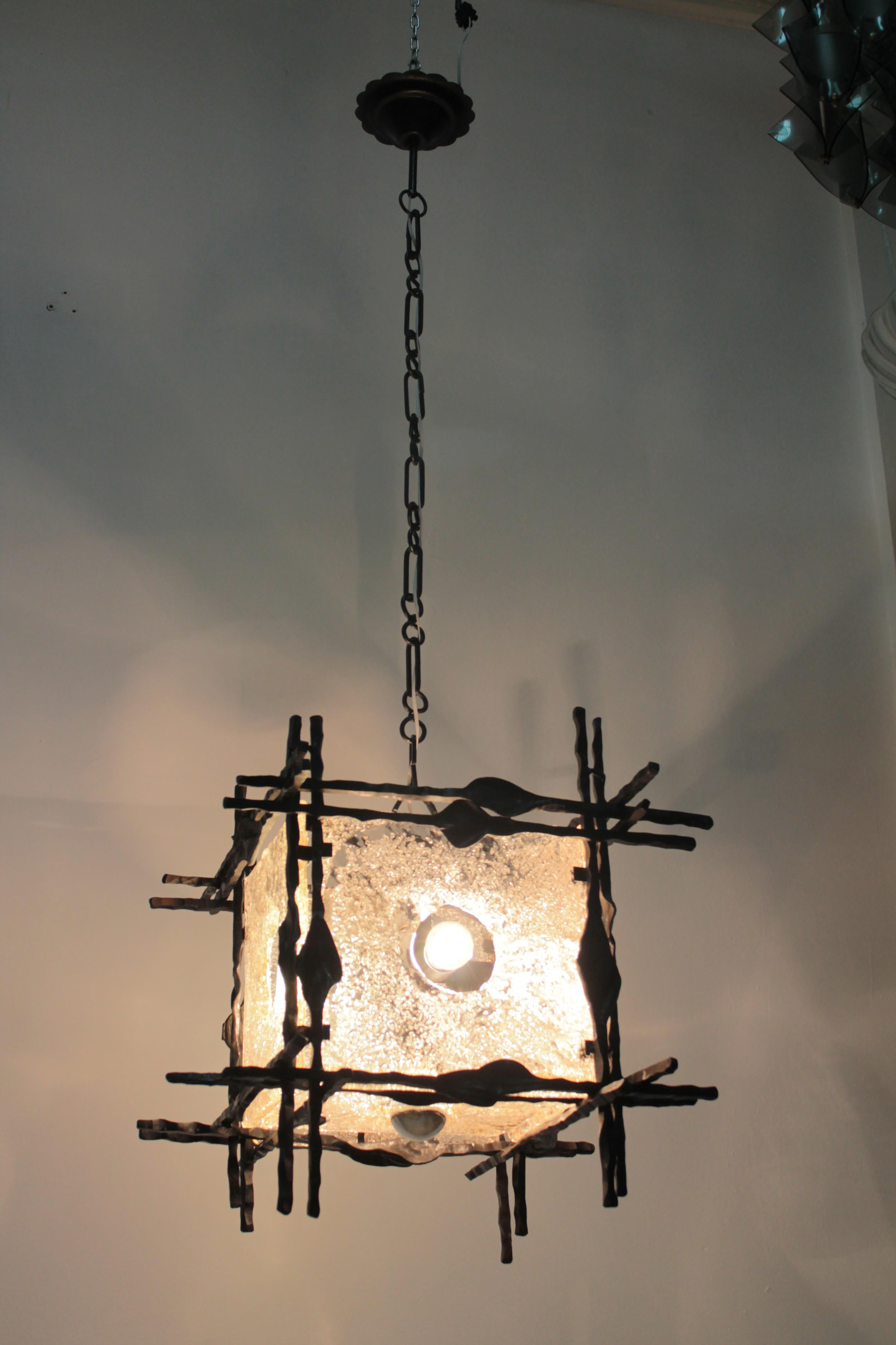 Pendant Lamp Brutalist 1960s Artglass Esperia Angelo Brotto 6
