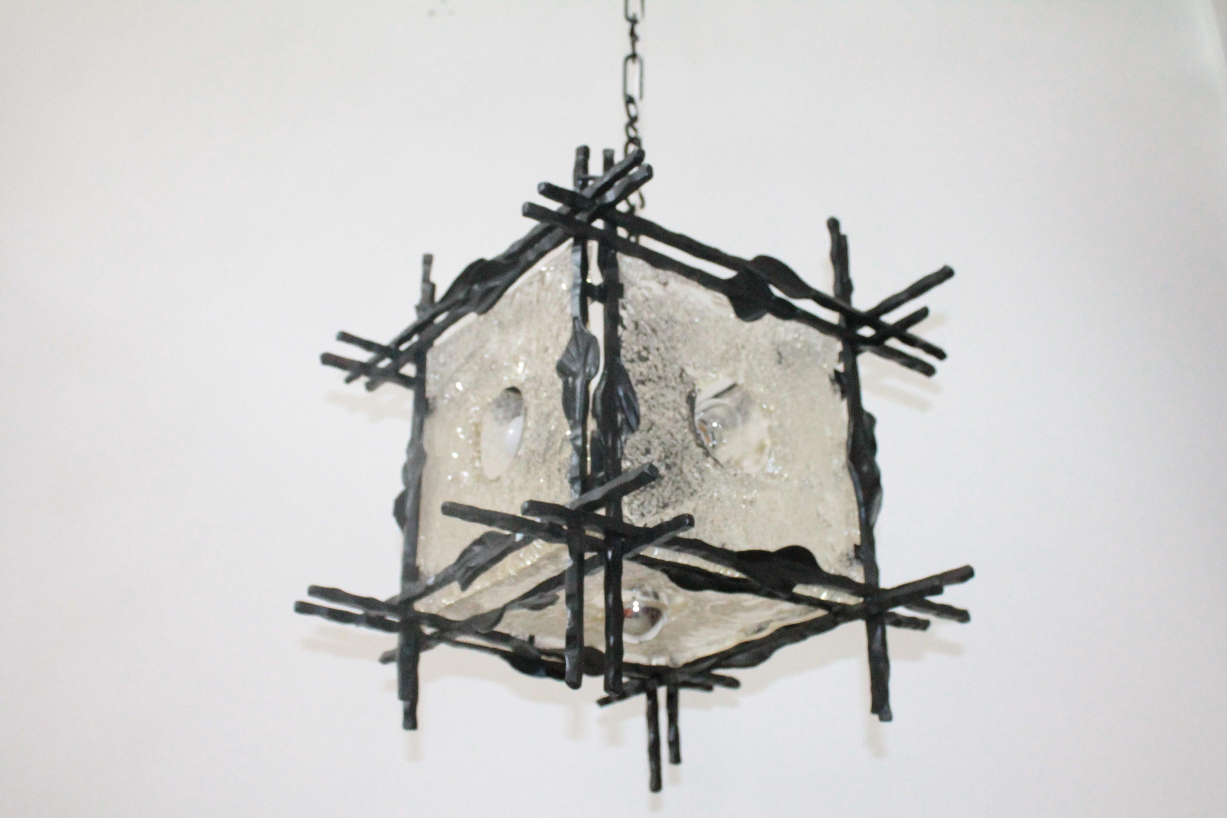 Pendant Lamp Brutalist 1960s Artglass Esperia Angelo Brotto 2