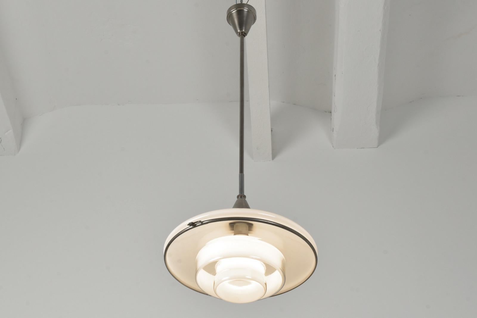 Steel Pendant Lamp by C. F. Otto Müller for SISTRAH, Germany - 1931 For Sale