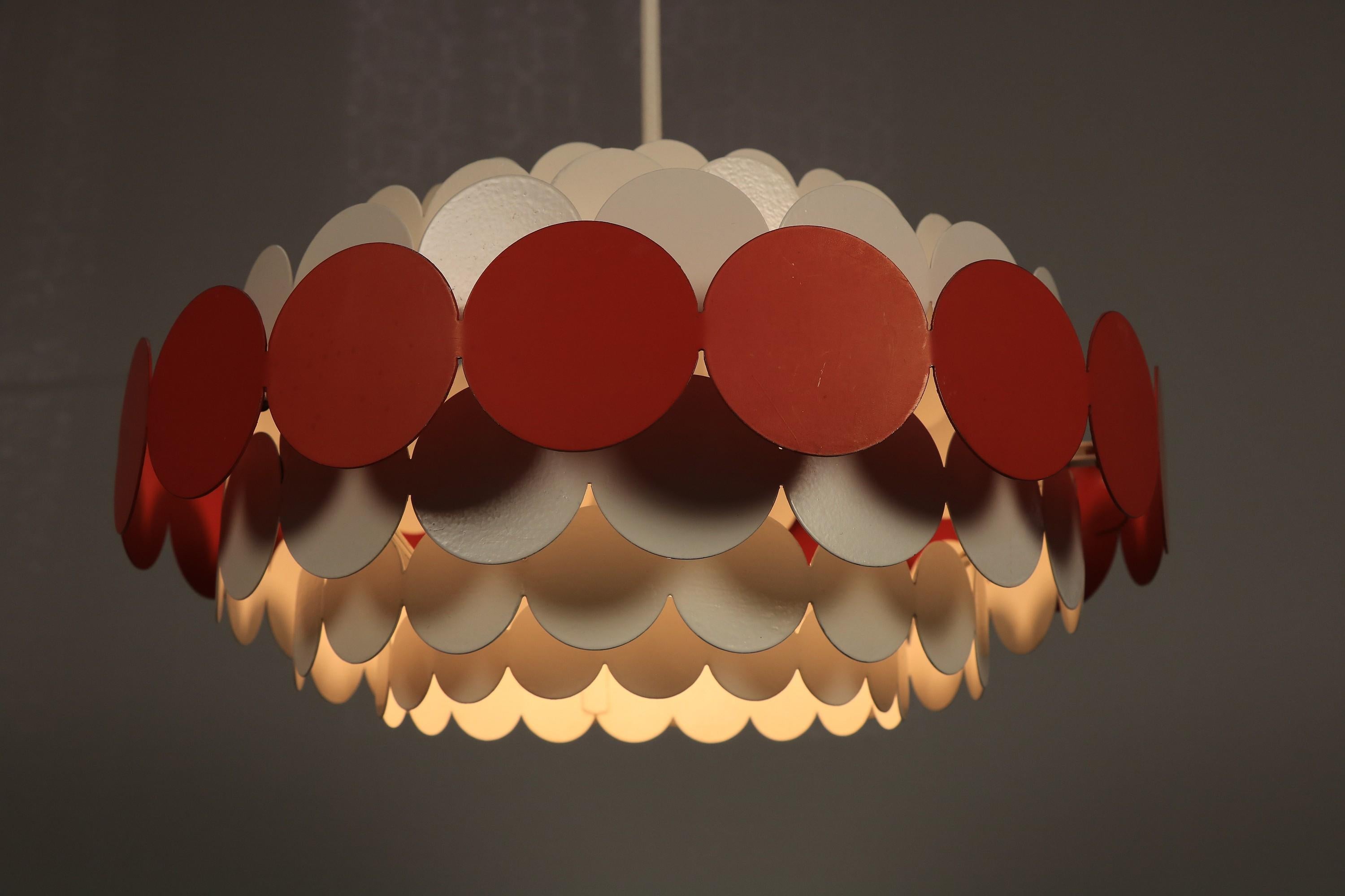 Pendant Lamp by Doria Leucten, Germany, Metal Plates, 1970s In Good Condition In Berlin, BE