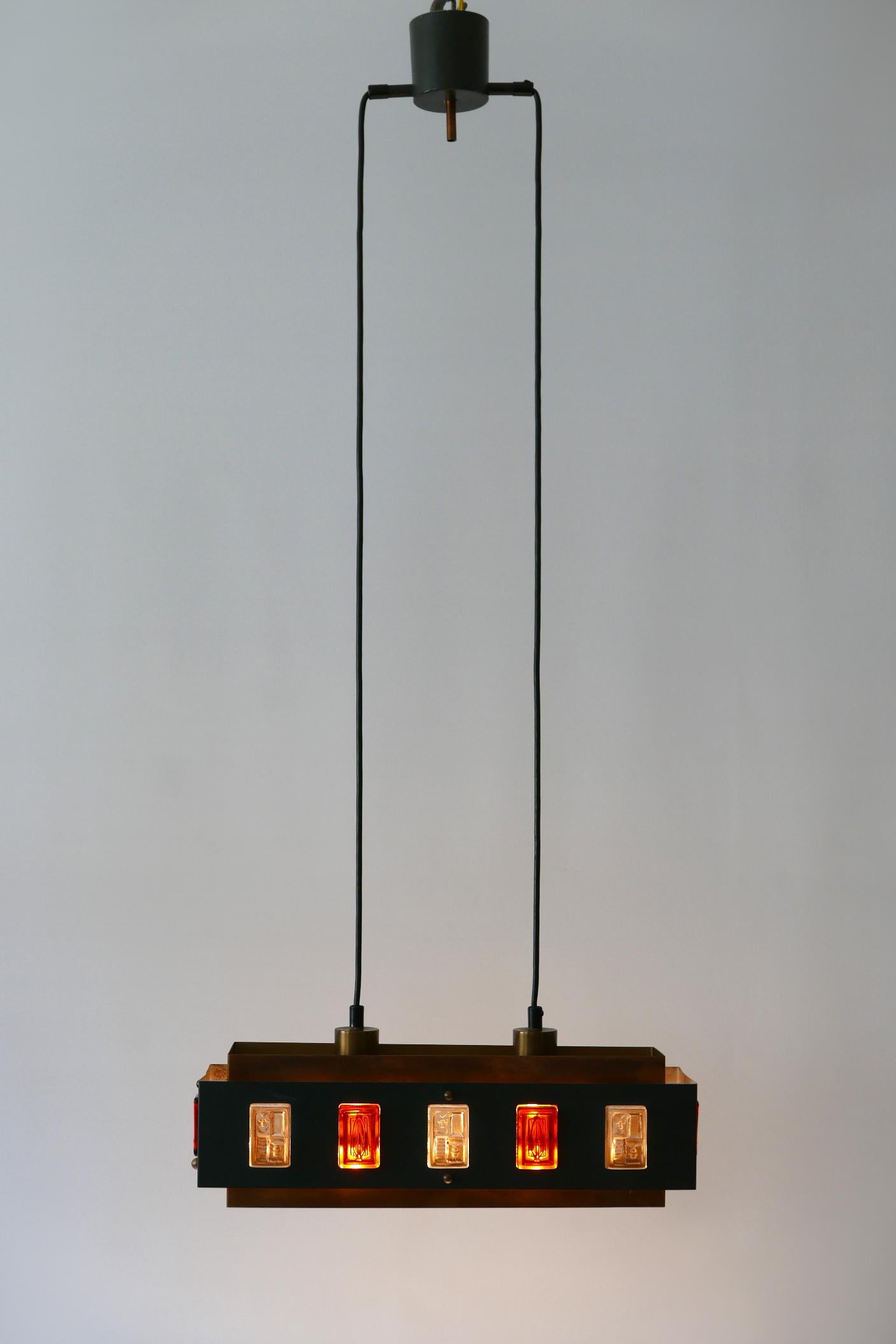 Enameled Pendant Lamp by Einar Backström & Erik Höglund for Boda Glasbruk, Sweden, 1960s