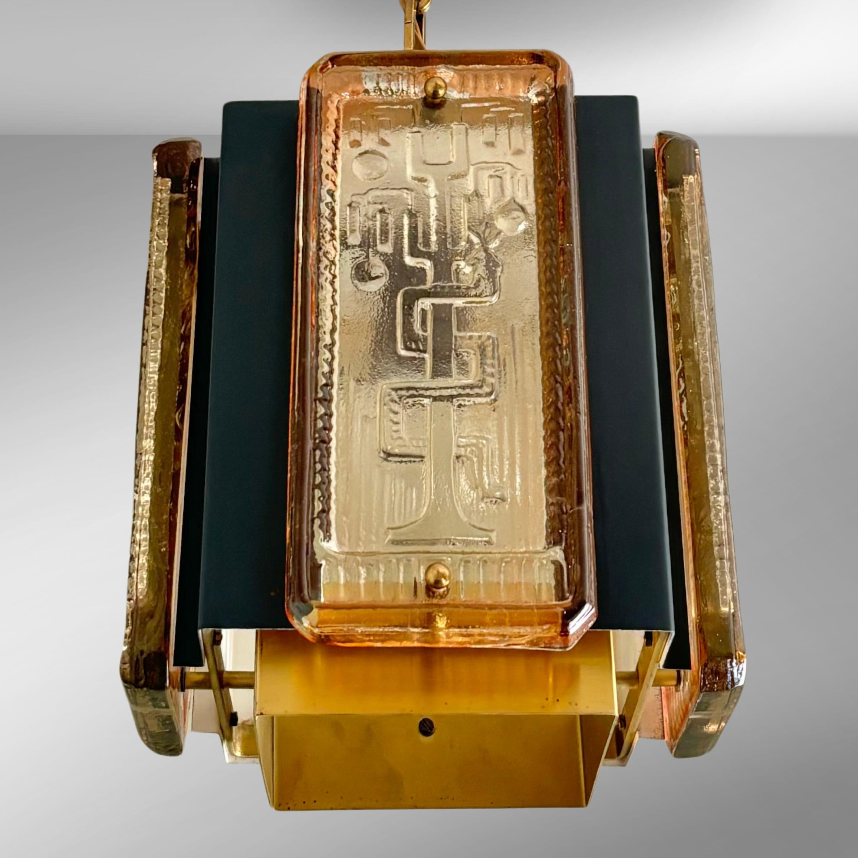 Swedish Pendant lamp by Einar Bäckström & Erik Höglund, glass and metal, Sweden, 1960s