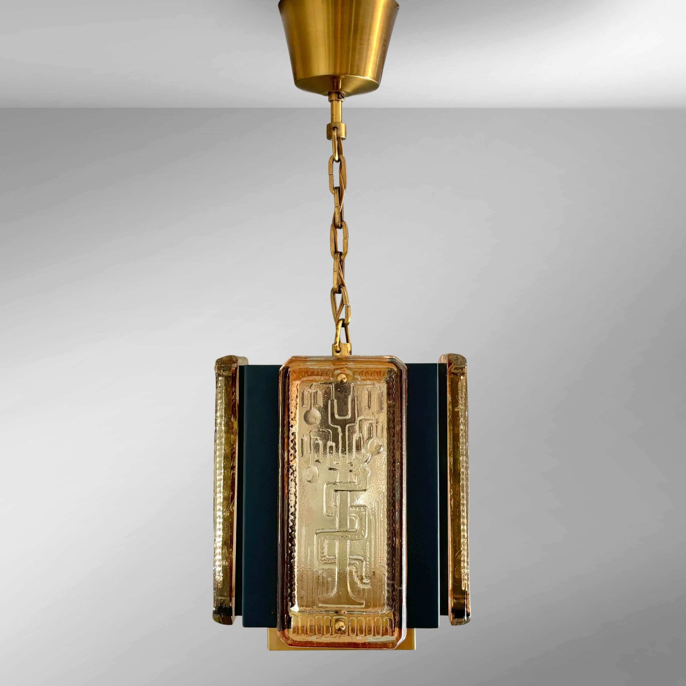 Pendant lamp by Einar Bäckström & Erik Höglund, glass and metal, Sweden, 1960s In Good Condition In Forserum, SE