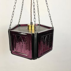 1960s Pendant Lamp by Erik Höglund with Purple Glass for Boda Glasburk Sweden
