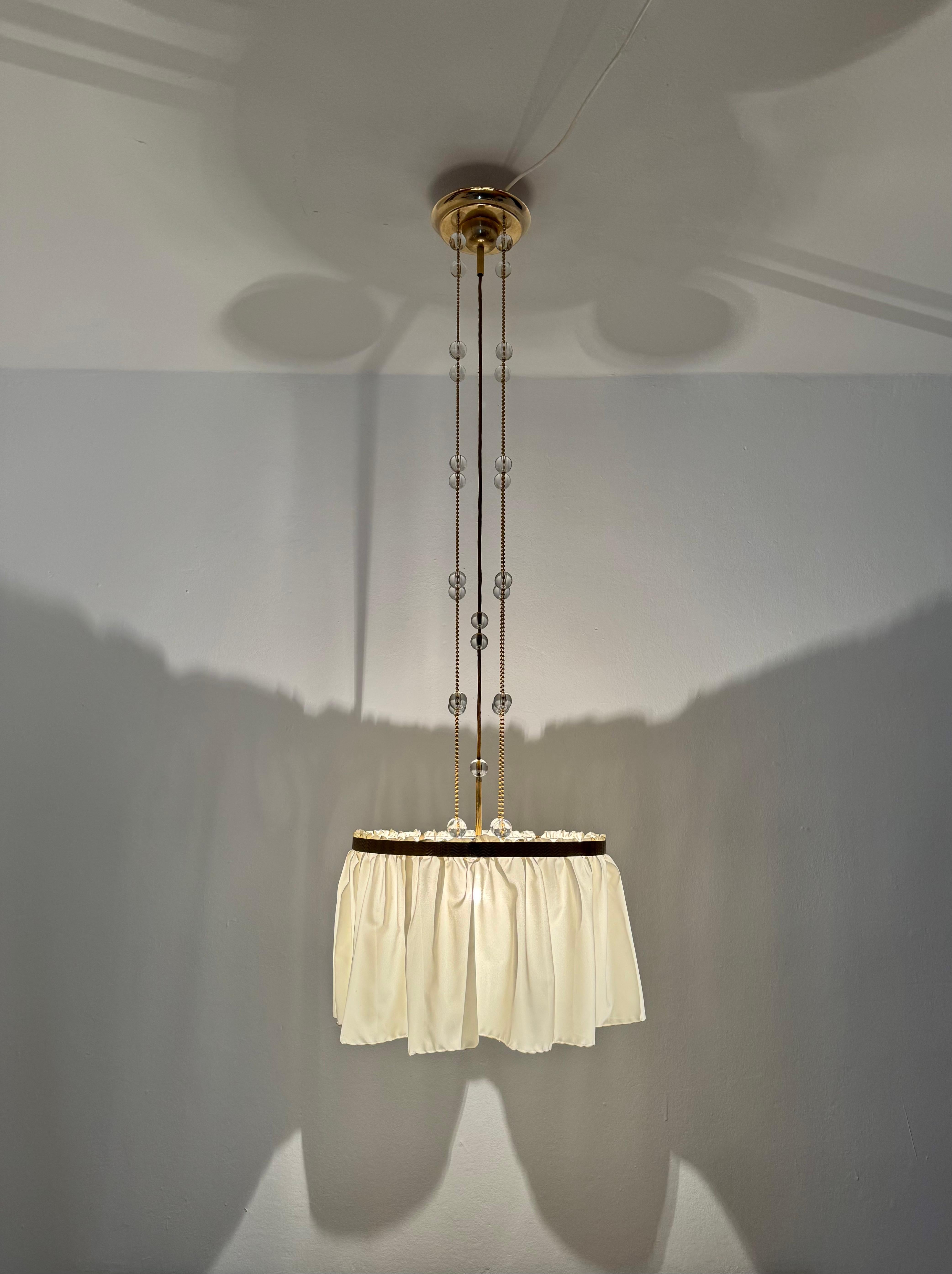 Vienna Secession Brass, Silk and Crystal Pendant Light 6