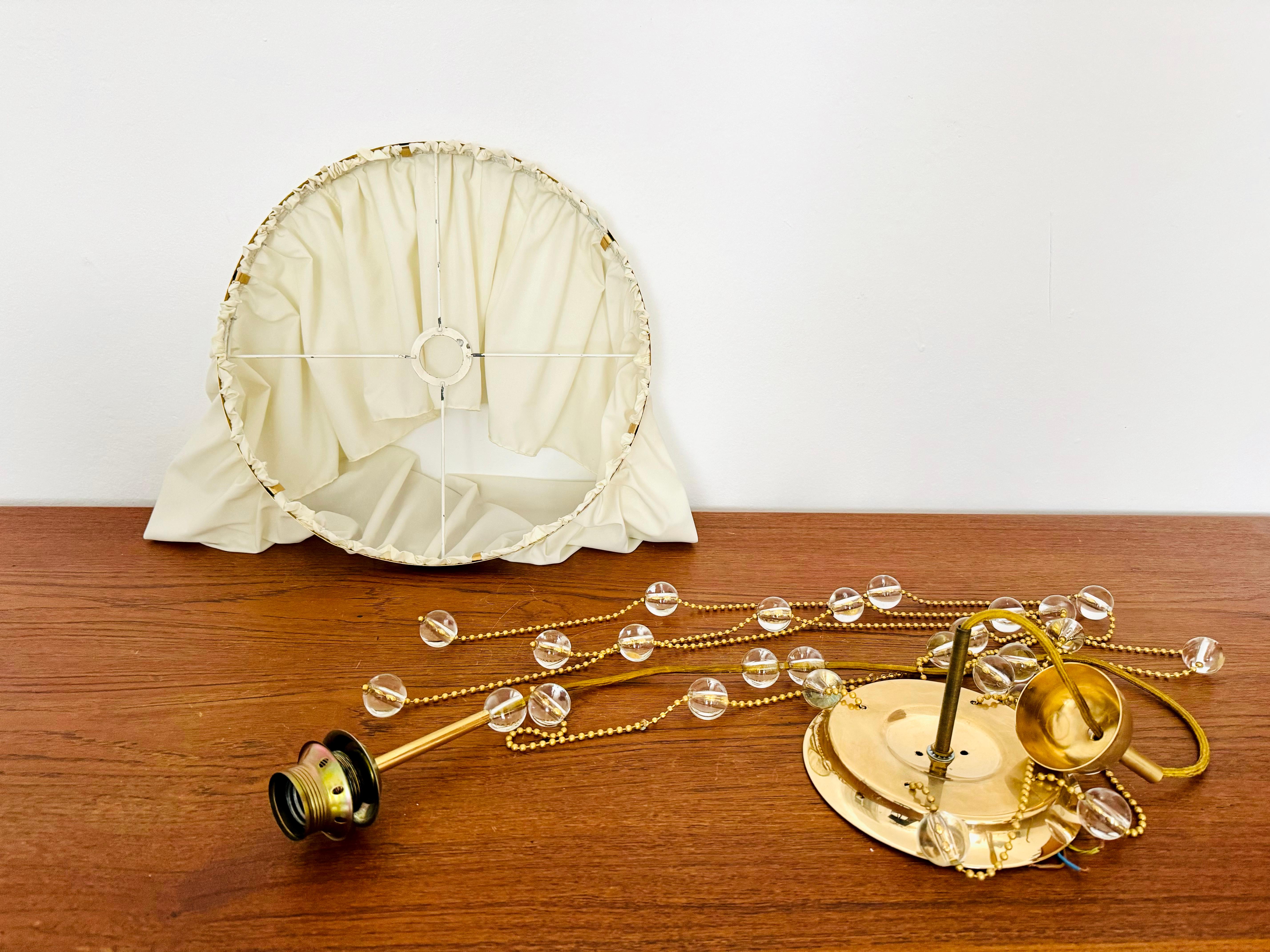 Vienna Secession Brass, Silk and Crystal Pendant Light 11