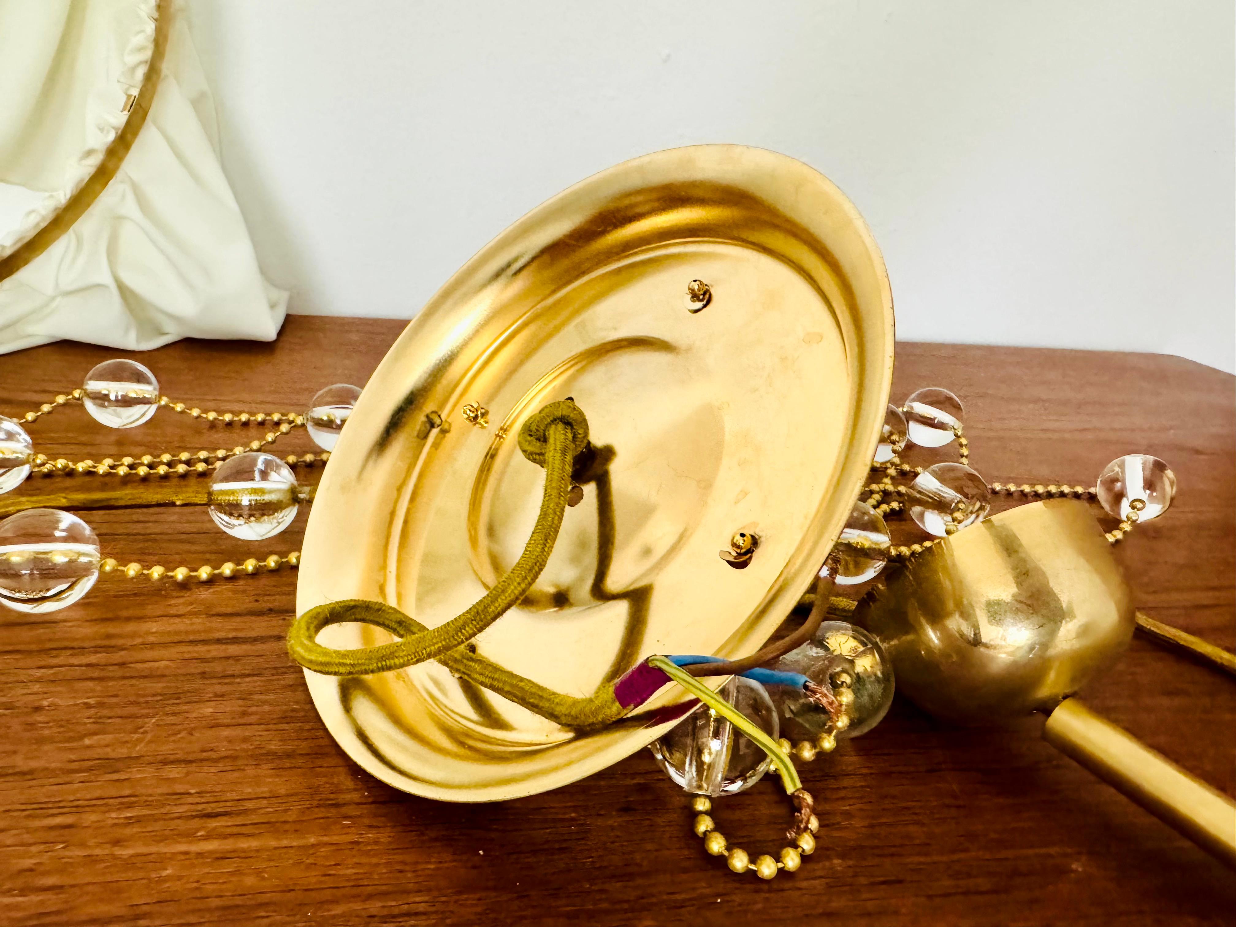 Vienna Secession Brass, Silk and Crystal Pendant Light 13