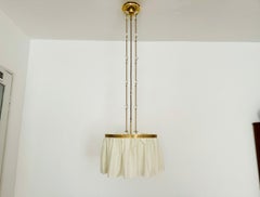 Vienna Secession Brass, Silk and Crystal Pendant Light