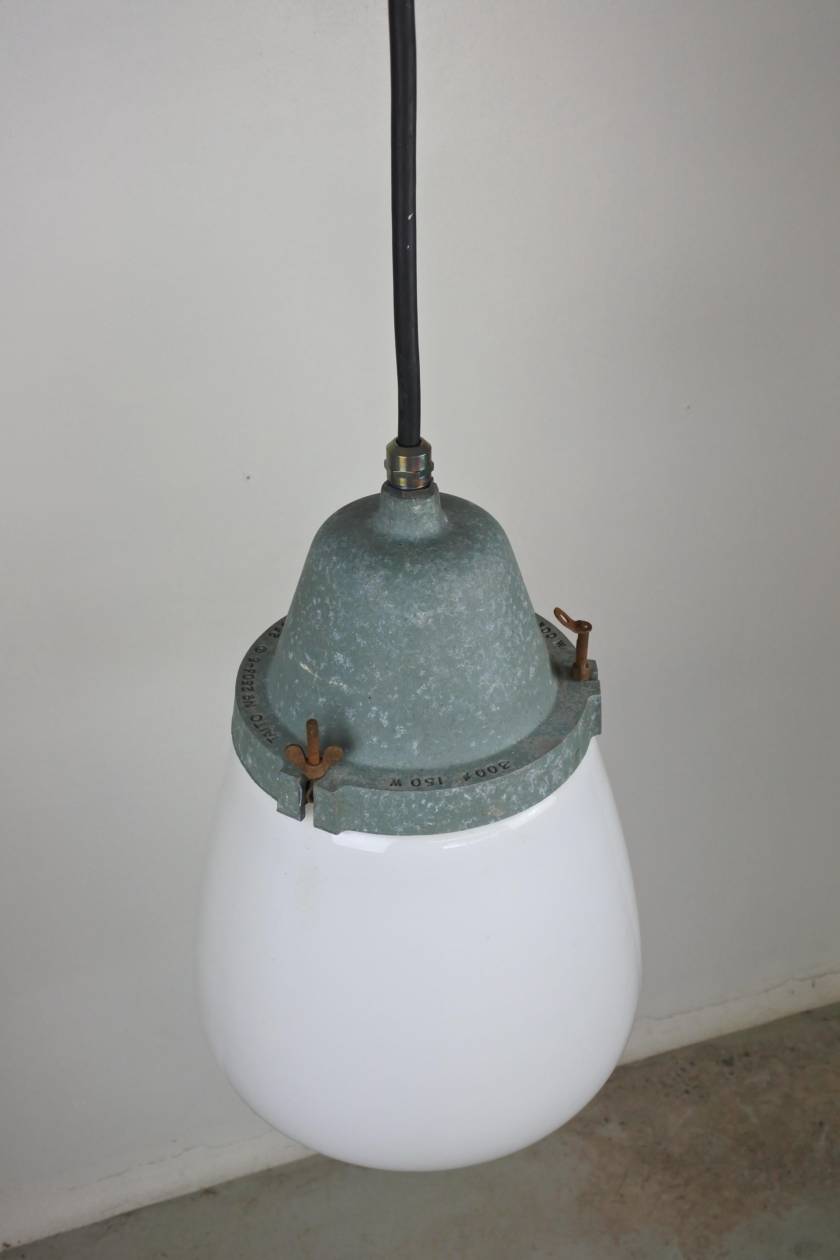 Opaline Glass Pendant Lamp by Paavo Tynell & Taito, Finland 1930s