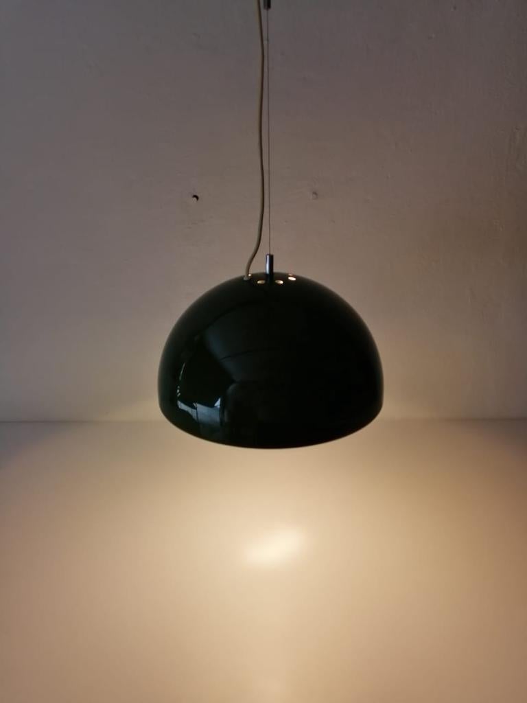 Italian Green Metal Pendant Lamp by Reggiani Goffredo, 1960s, Italy For Sale