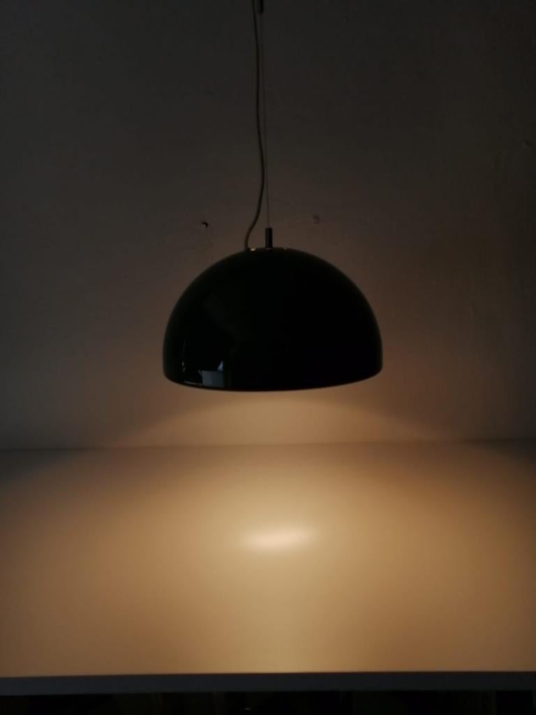 Green Metal Pendant Lamp by Reggiani Goffredo, 1960s, Italy In Good Condition For Sale In Hagenbach, DE