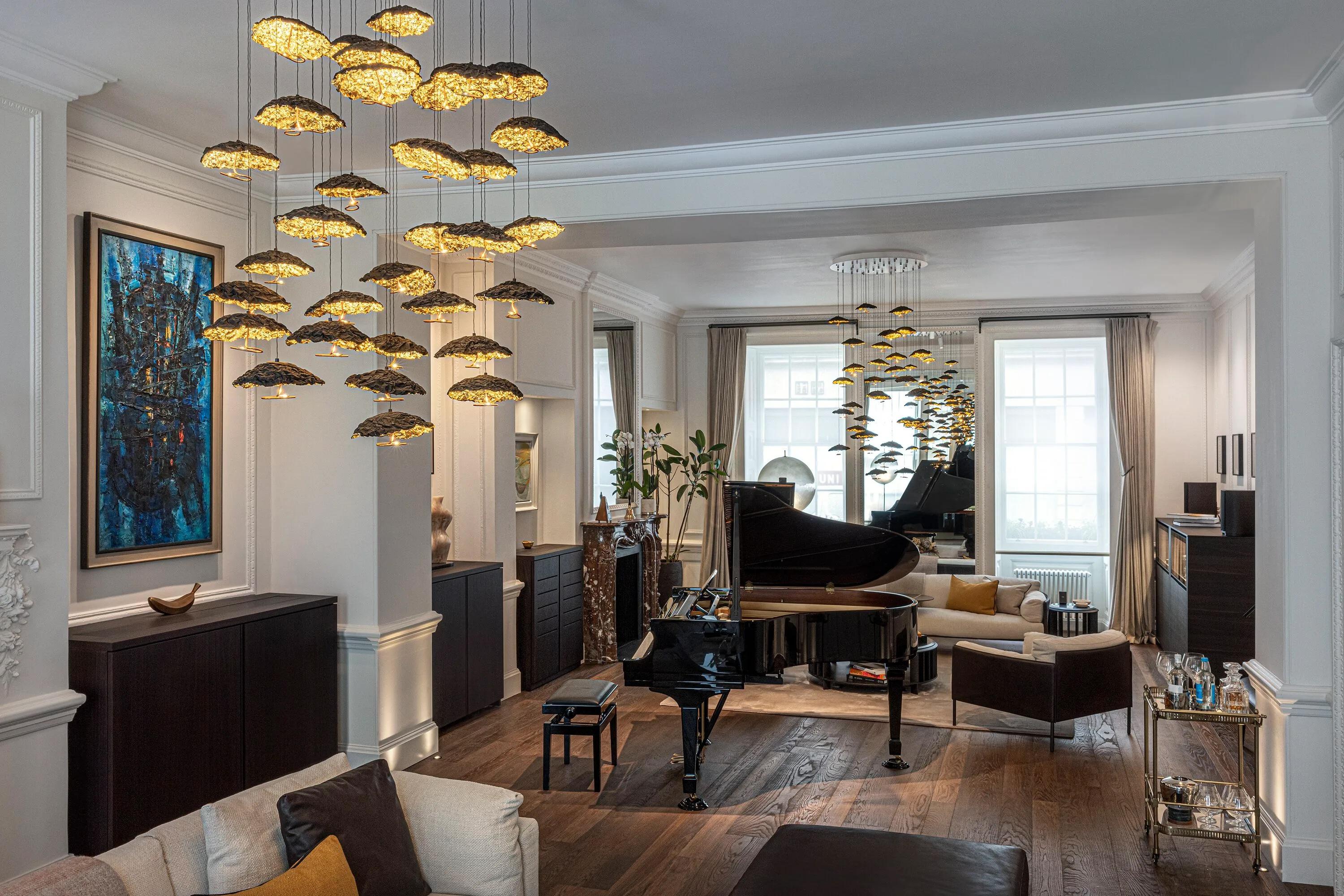 Hängeleuchte Catellani & Smith Gold Moon Chandelier 25 Led Cascata im Zustand „Neu“ im Angebot in Alcamo, IT