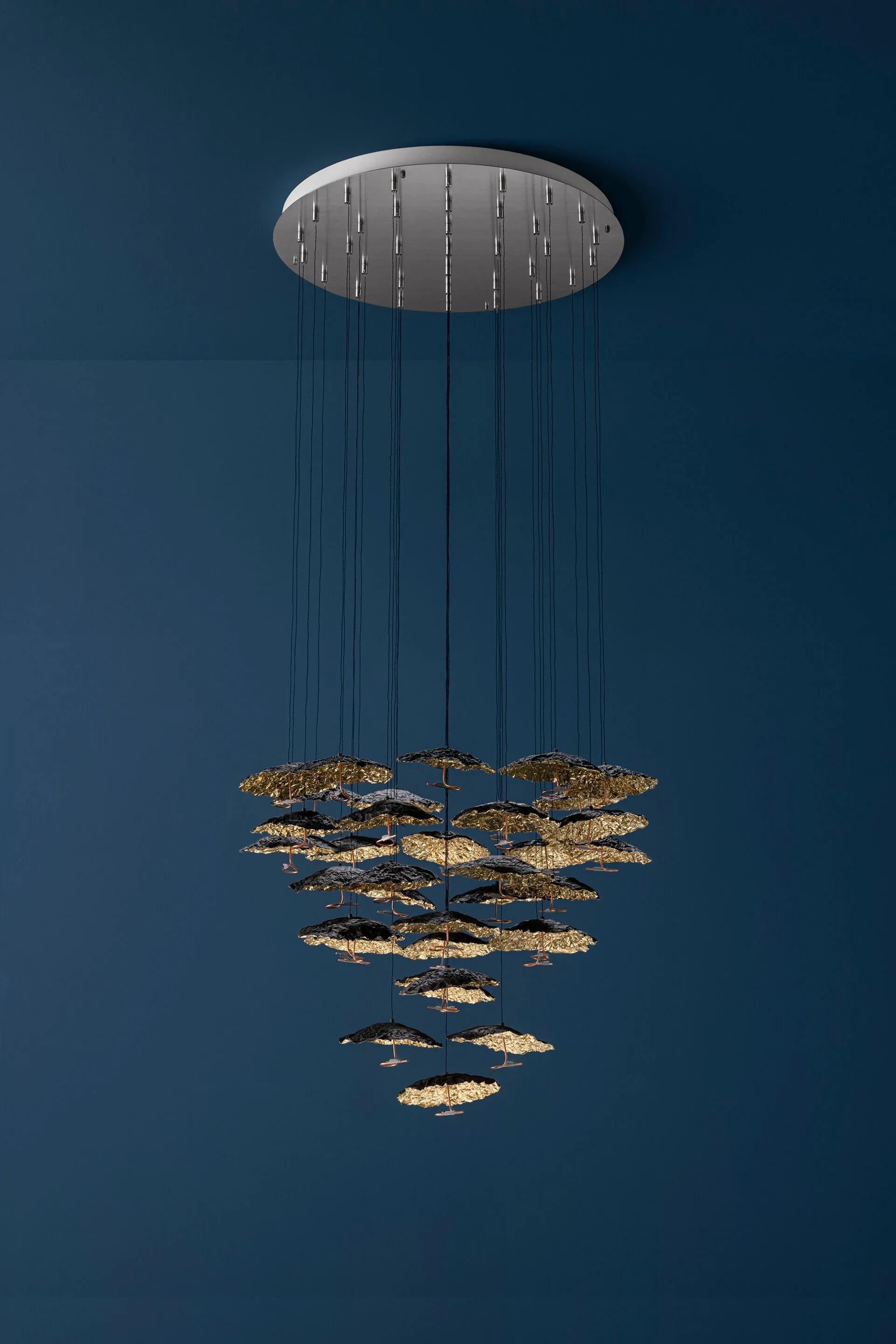 Hängeleuchte Catellani & Smith Gold Moon Chandelier 35 Led Cascata (Italienisch) im Angebot