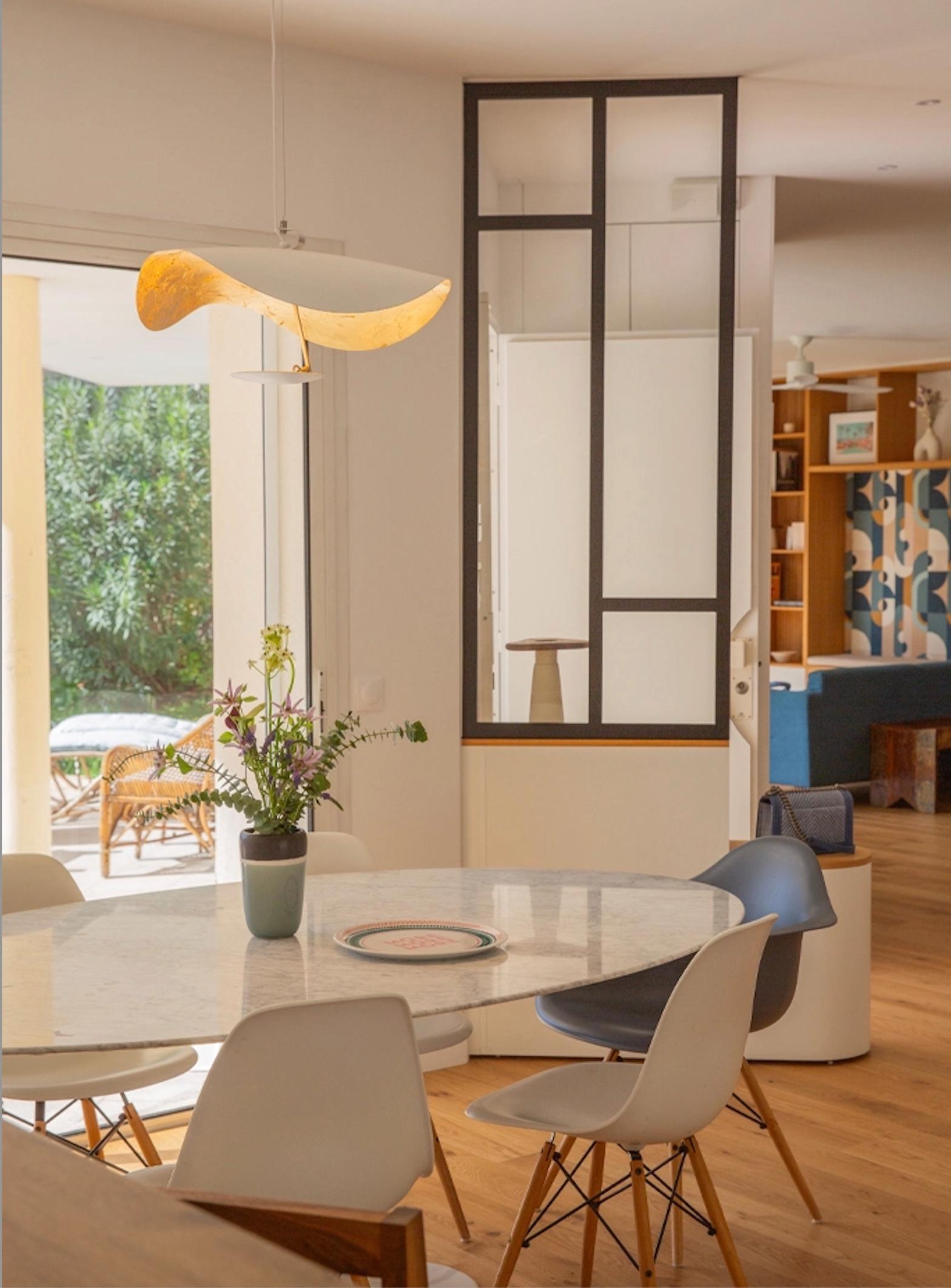 Metallo Lampada a sospensione Smith & Smith Lederam Manta S1 - Paralume nero/foglia d'oro in vendita