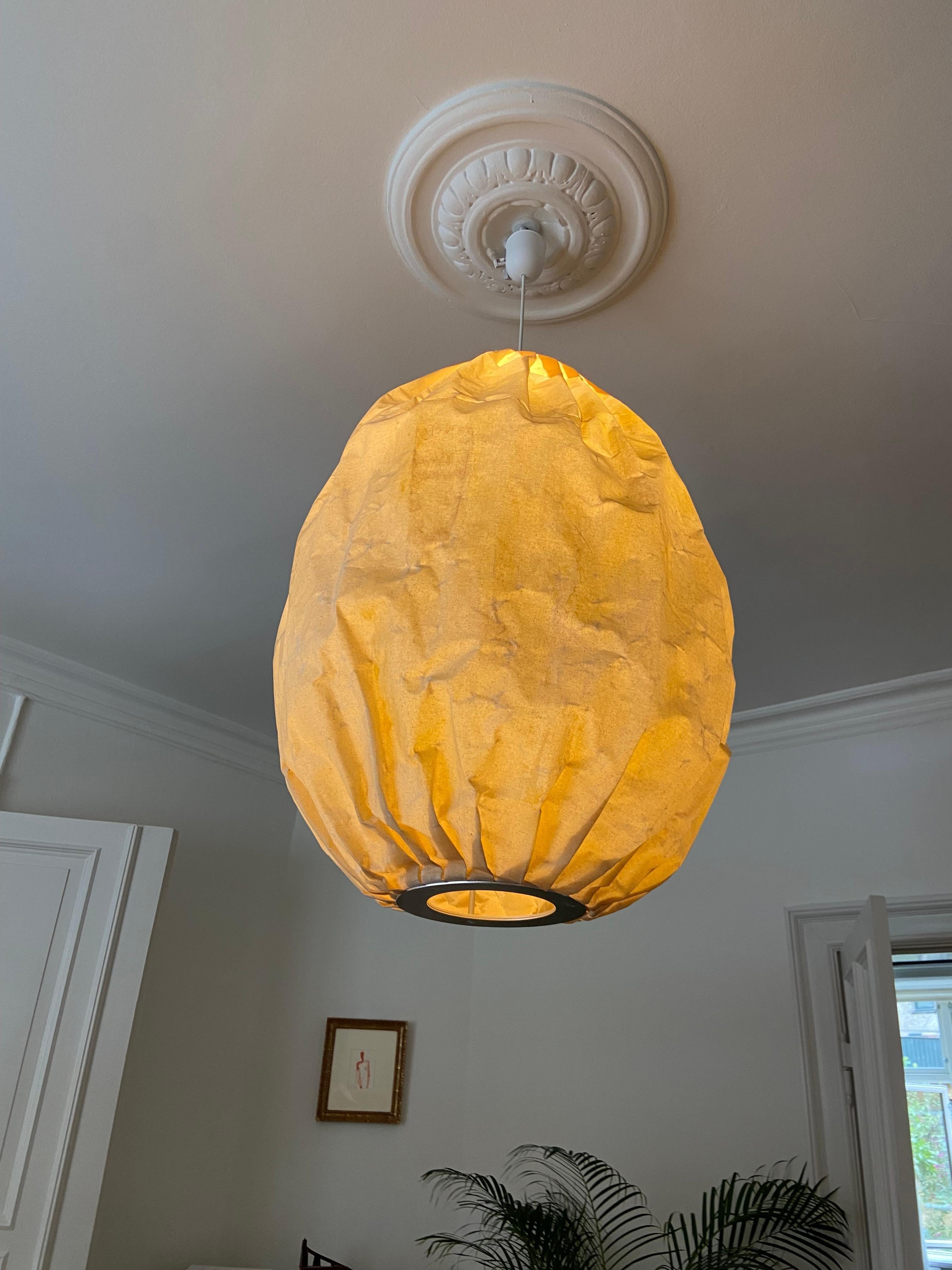 Oval Yellow Pendant Lamp Ceiling Lamp Chandelier Organic Beeswaxed  In New Condition For Sale In Madrid, ES