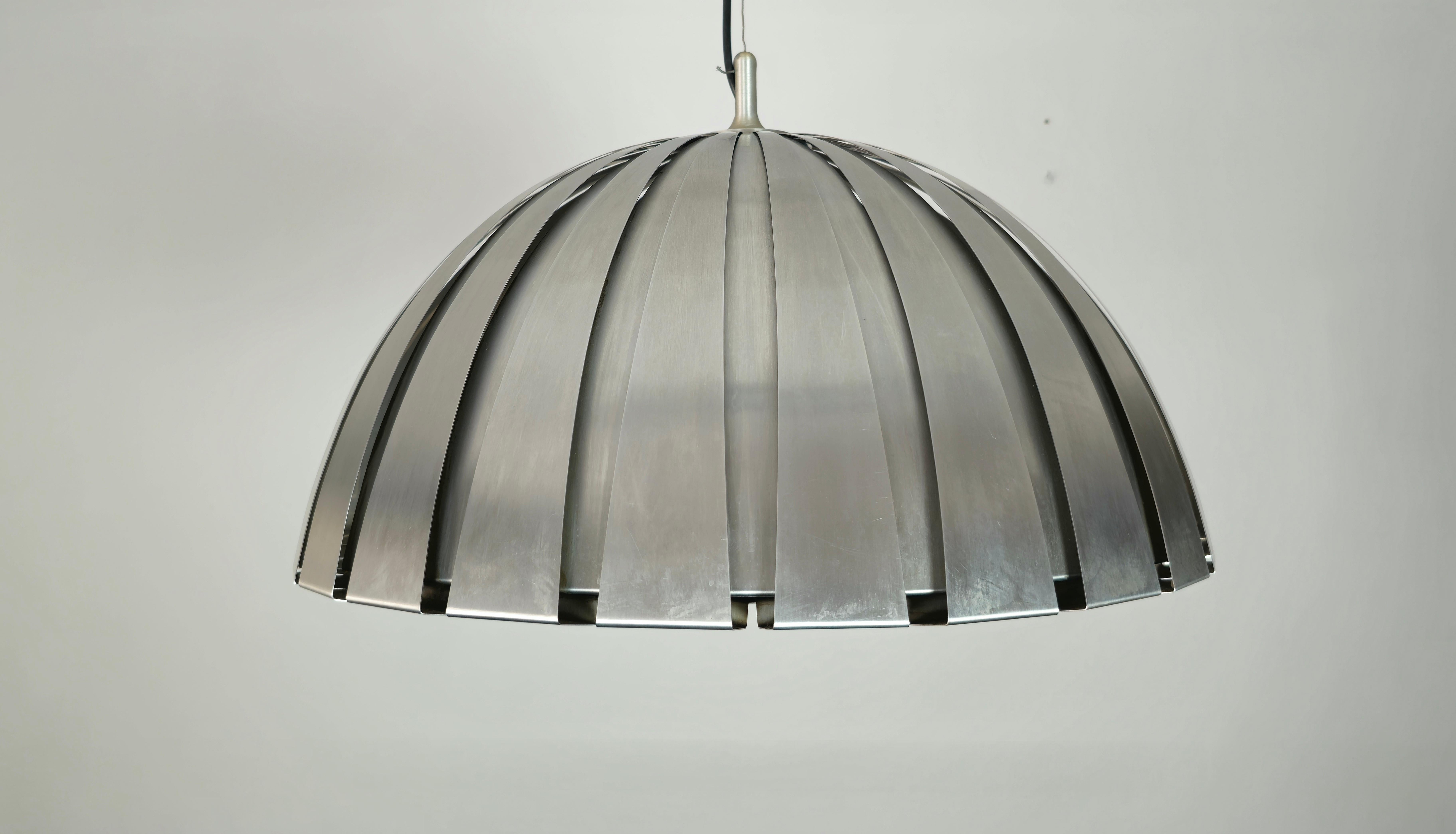 Pendant Lamp Chandelier Elio Martinelli Steel Midcentury Italian Design 1960s For Sale 1