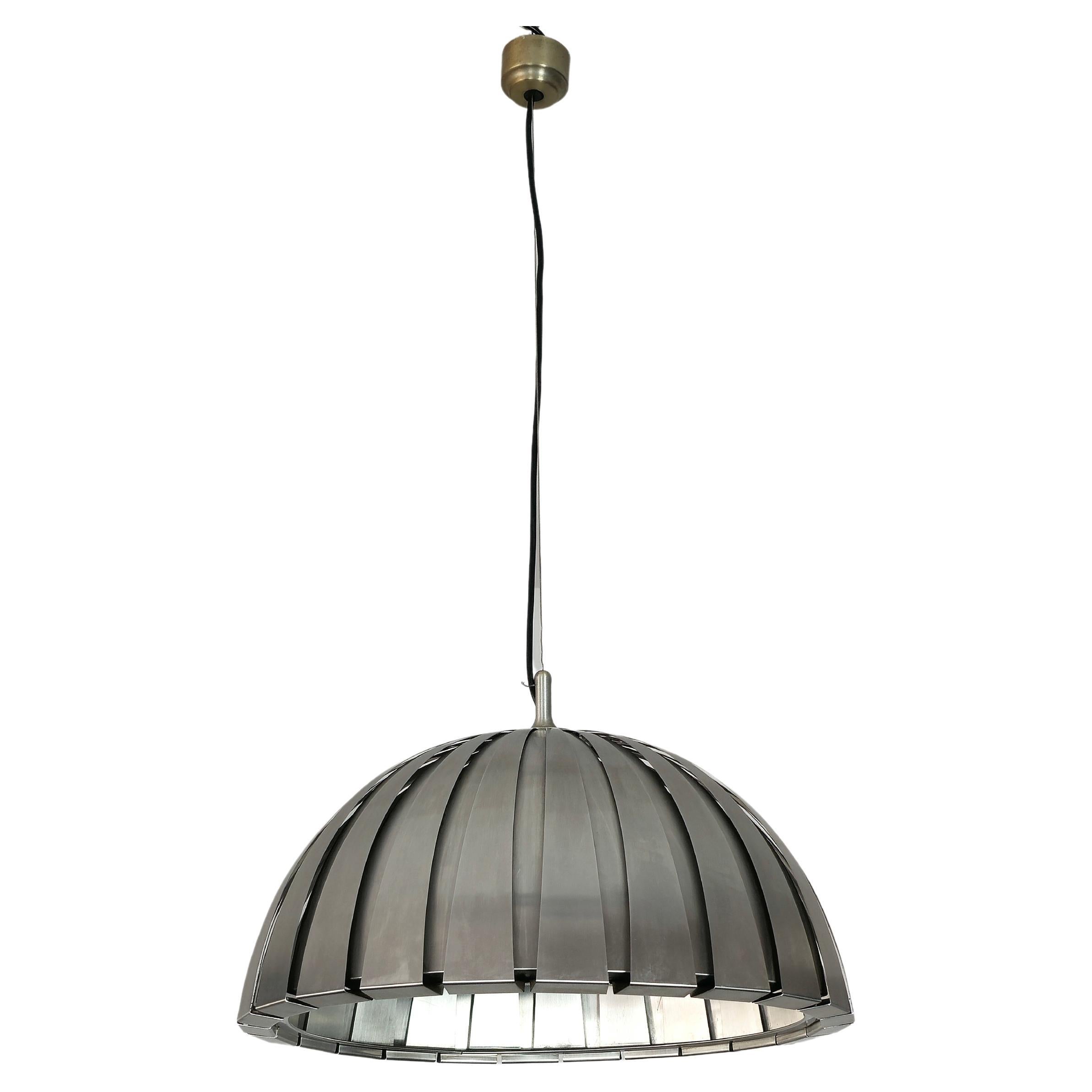 Pendant Lamp Chandelier Elio Martinelli Steel Midcentury Italian Design 1960s For Sale