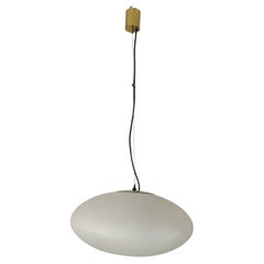 Pendant Lamp Chandelier Stilnovo Model 1104 Opaline Glass Brass Midcentury 1950s