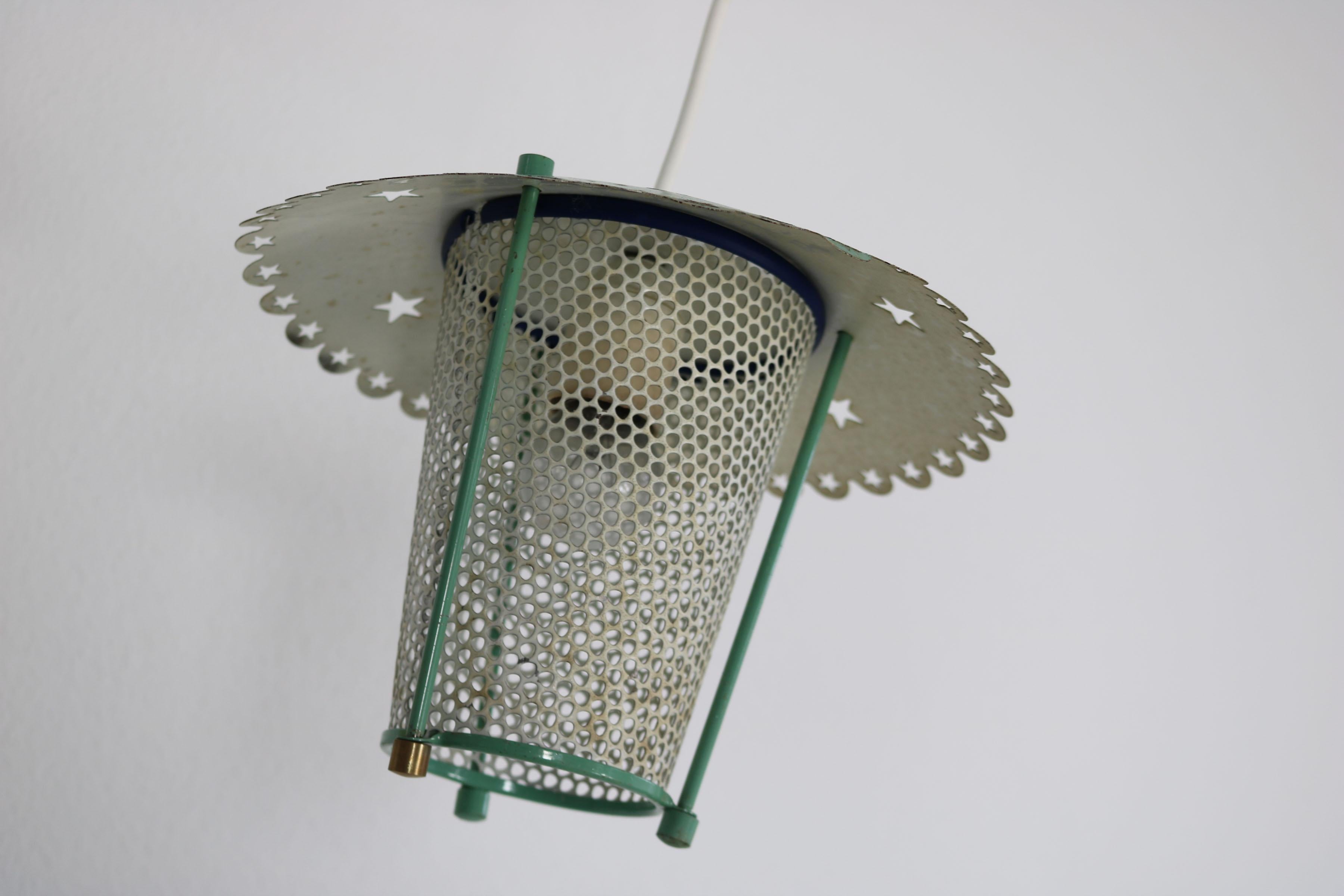 Aluminum  Pendant lamp consisting of two lanterns, Italy 1950 For Sale