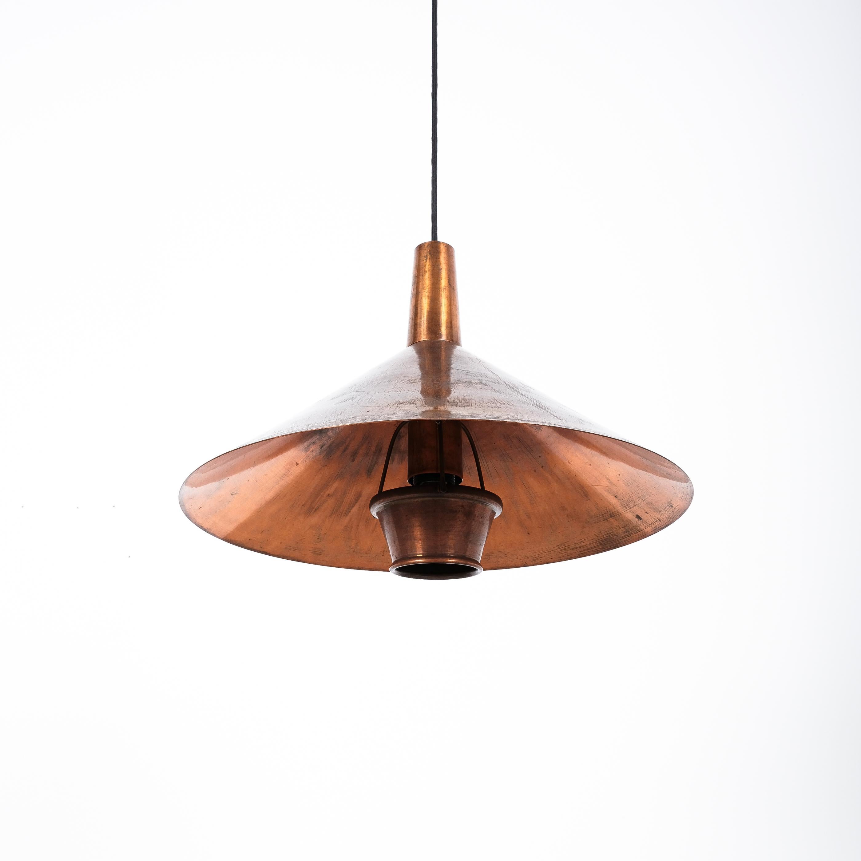 Pendant Lamp Denmark Copper Cone Head, 1960 1