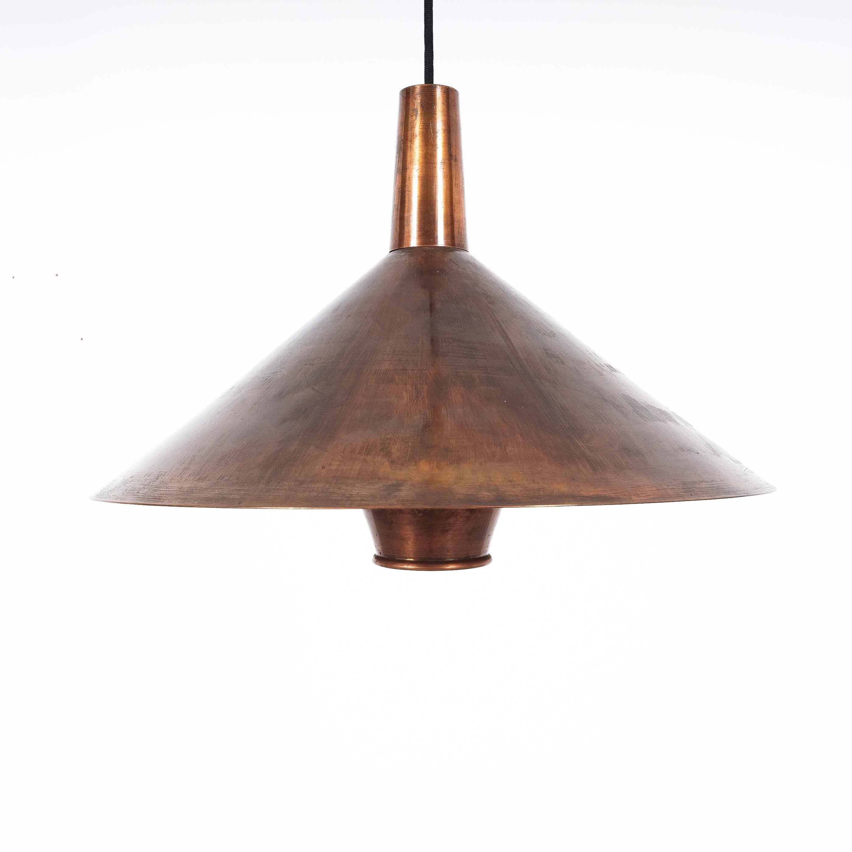 Pendant Lamp Denmark Copper Cone Head, 1960 2