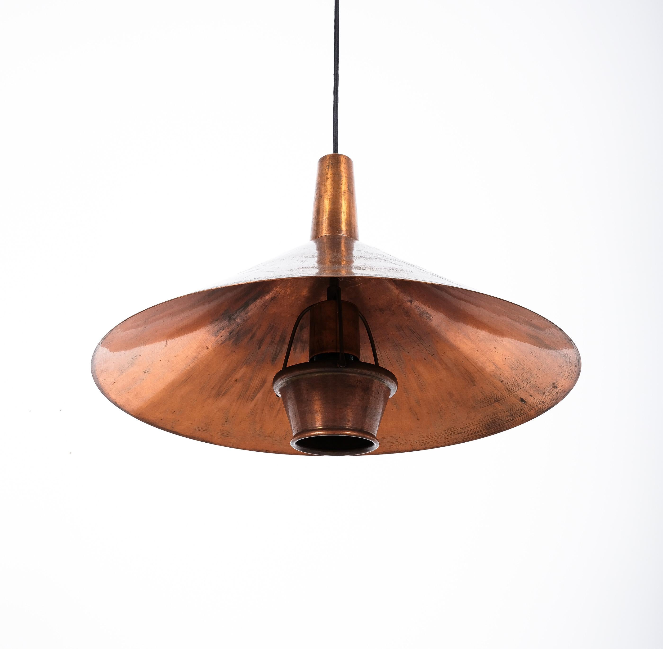 Pendant Lamp Denmark Copper Cone Head, 1960 3