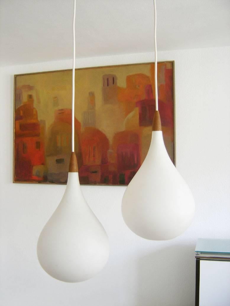 Mid-Century Modern Elegant Pendant Lamp Drop by Uno & Östen Kristiansson for Luxus Vittsjö Sweden For Sale
