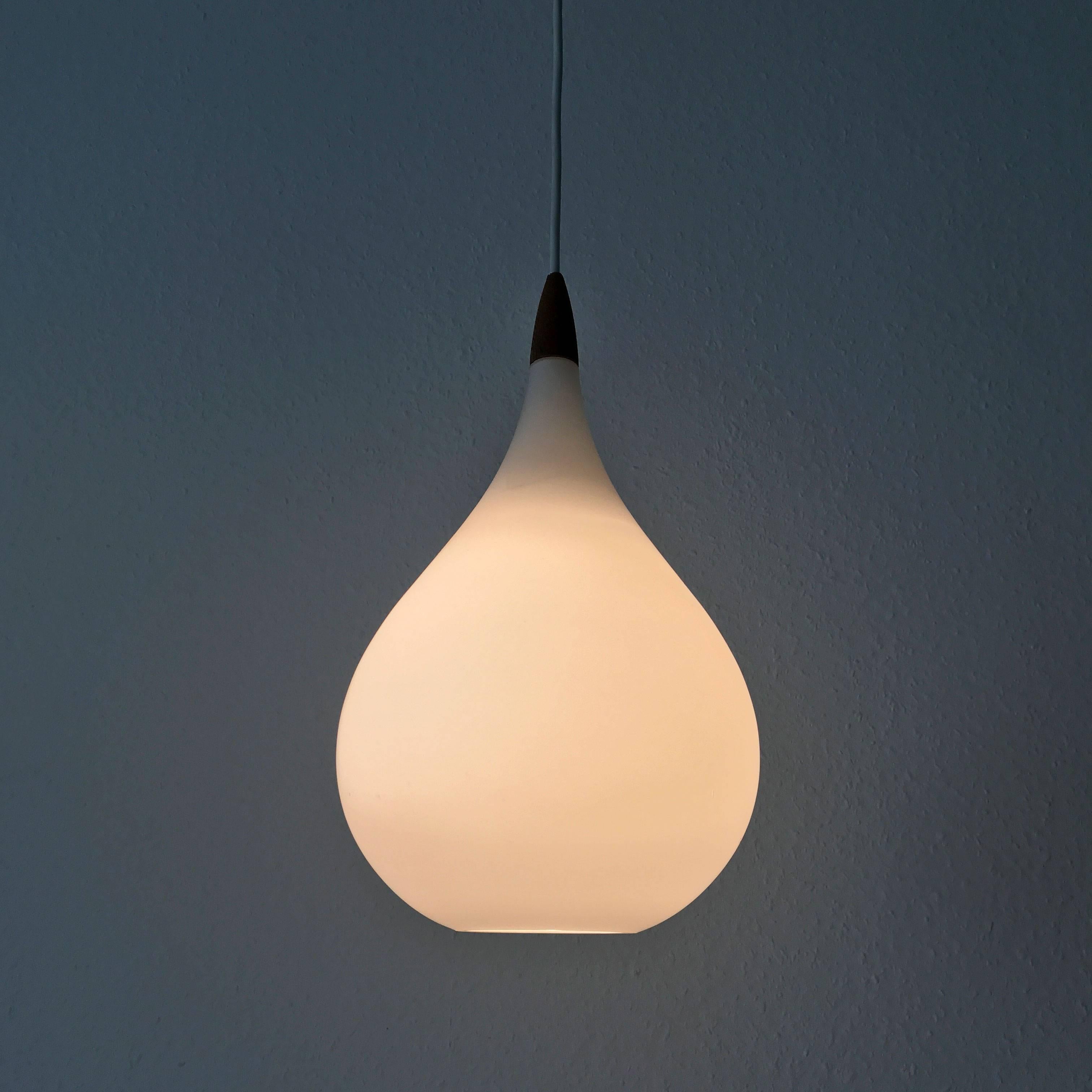 Opaline Glass Pendant Lamp Drop by Uno & Östen Kristiansson, 1957 for Luxus Vittsjö, Sweden