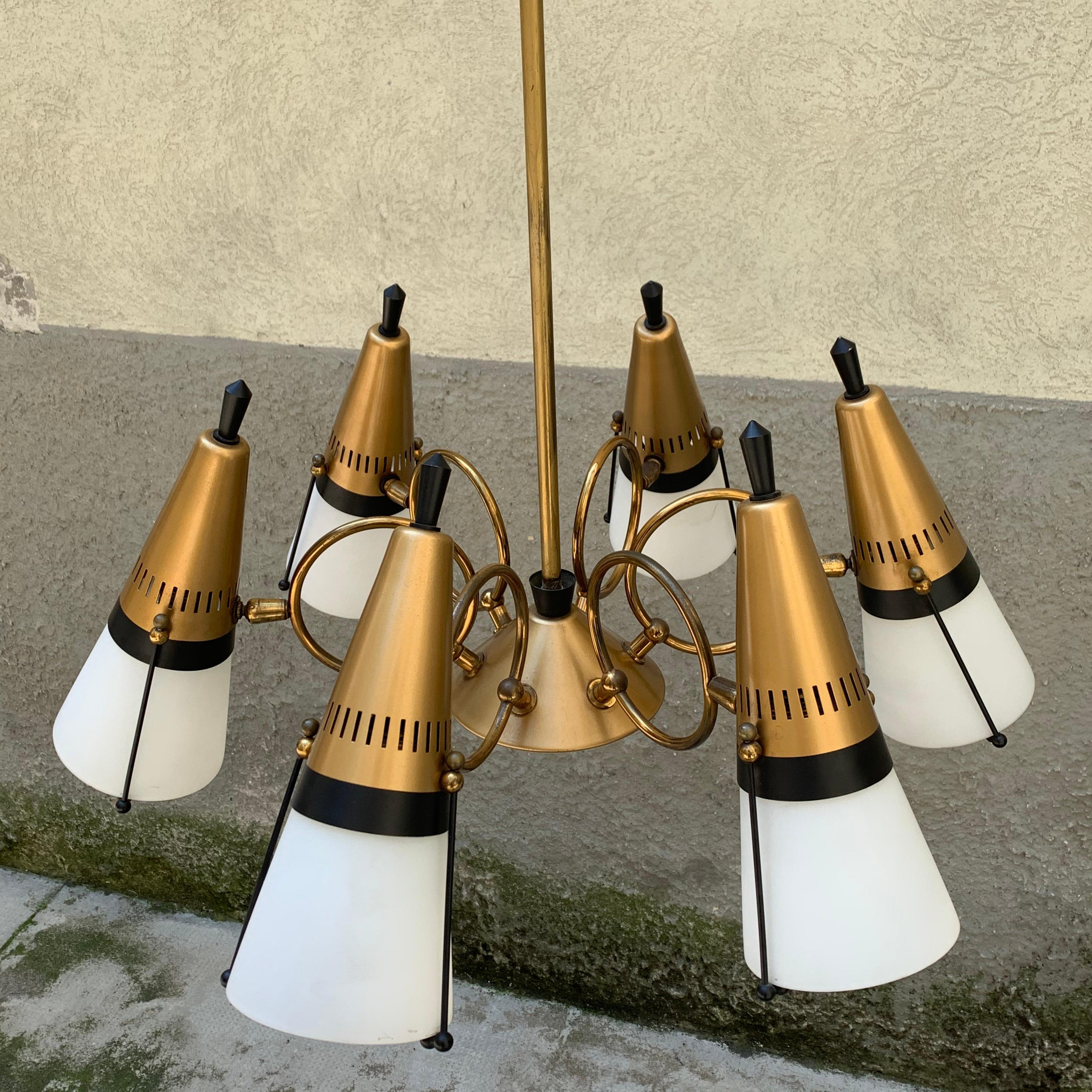 Mid-Century Modern Lampe suspendue de Lamperti, années 1950 en vente
