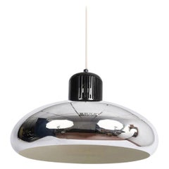 Pendant Lamp Gae Aulenti & Castiglioni Stilnovo Quarter Bell Chrome, Italy 1960s