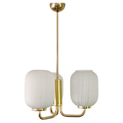 Lampada a sospensione in ottone dorato e vetro di Murano Mid-Century Modern Design Italia anni '70