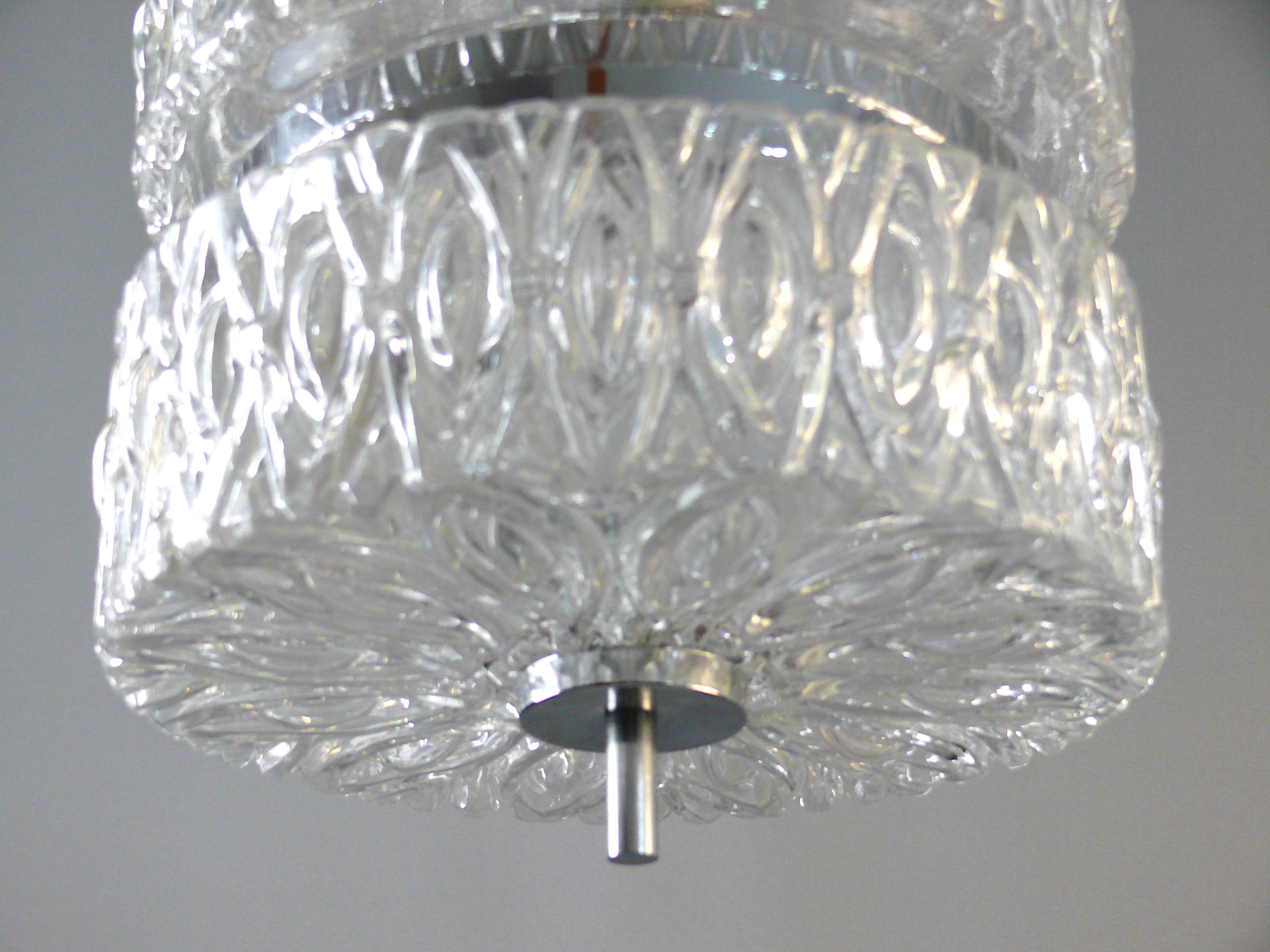 Pendant Lamp - Glass-Chrome,  1960s For Sale 4