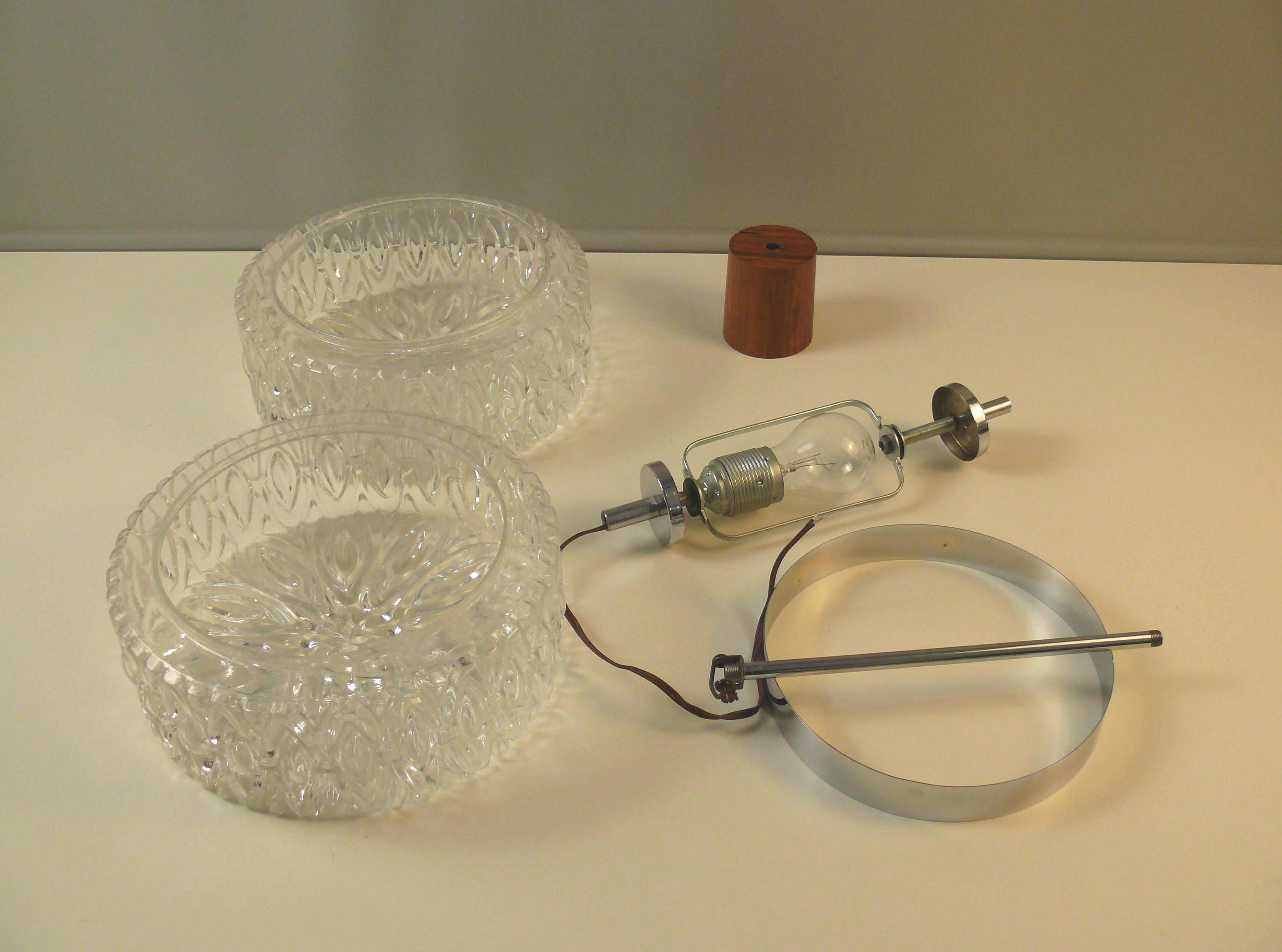 Pendant Lamp - Glass-Chrome,  1960s For Sale 6