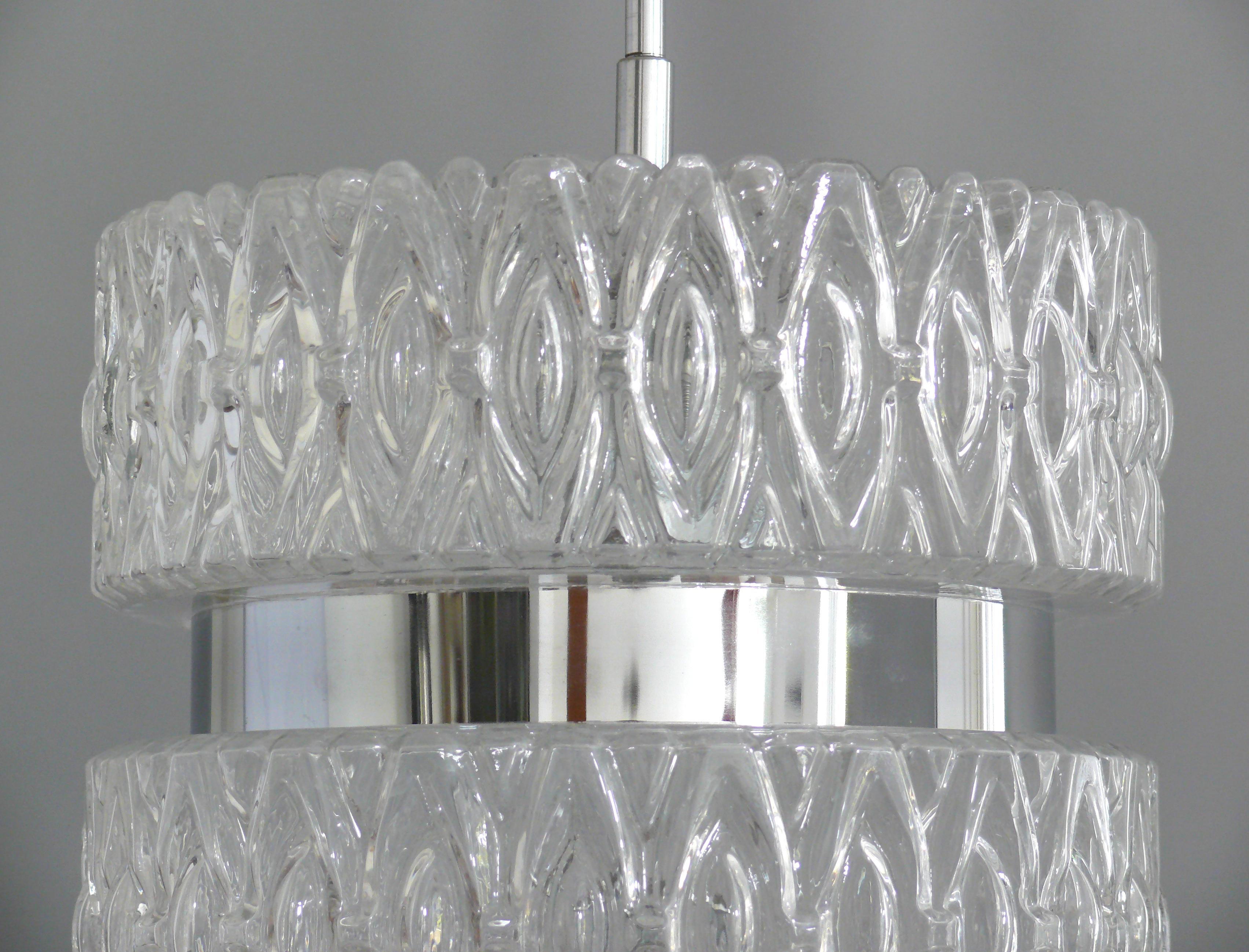 Pendant Lamp - Glass-Chrome,  1960s In Good Condition For Sale In Schwerin, MV