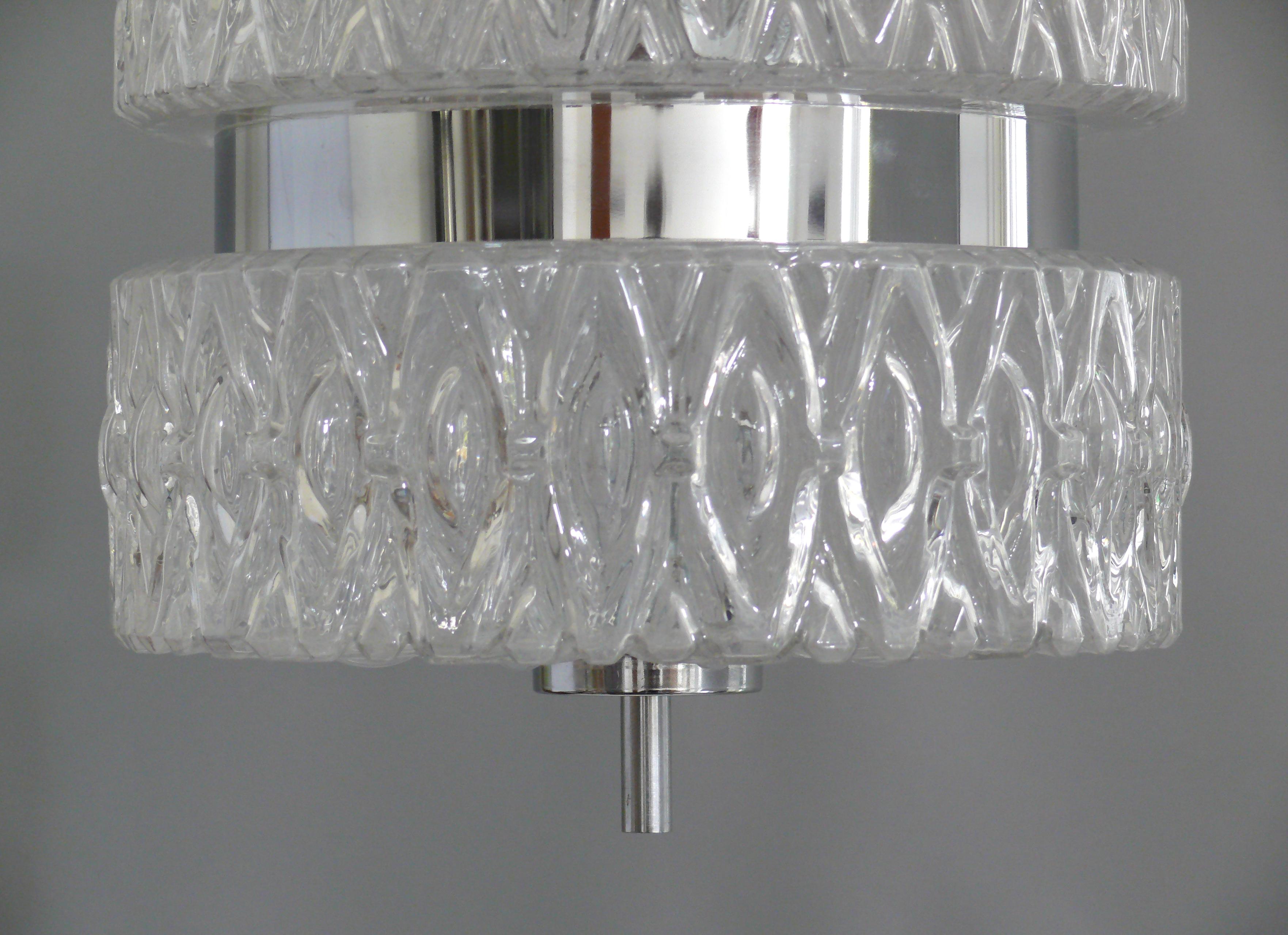 Mid-20th Century Pendant Lamp - Glass-Chrome,  1960s For Sale