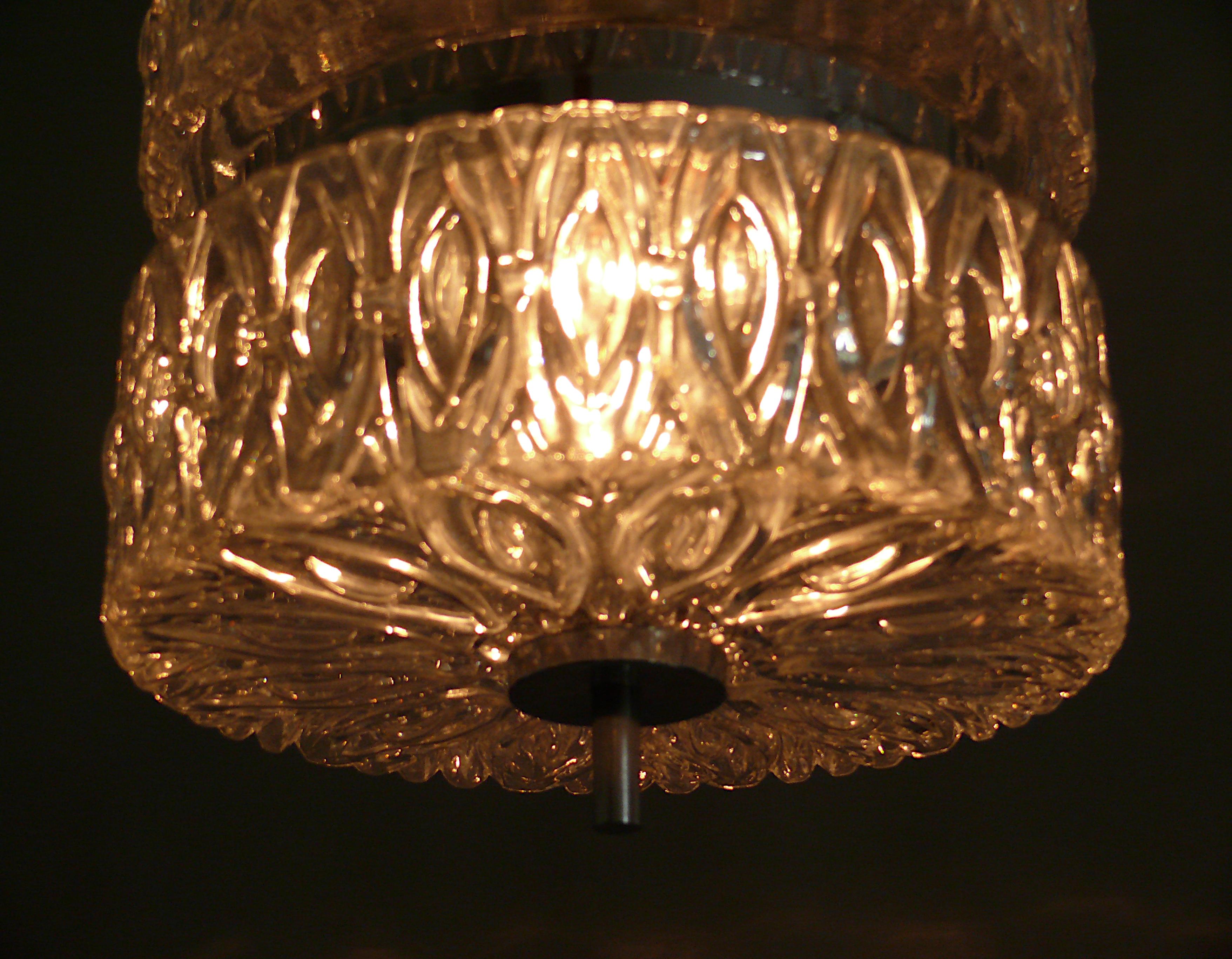 Pendant Lamp - Glass-Chrome,  1960s For Sale 2