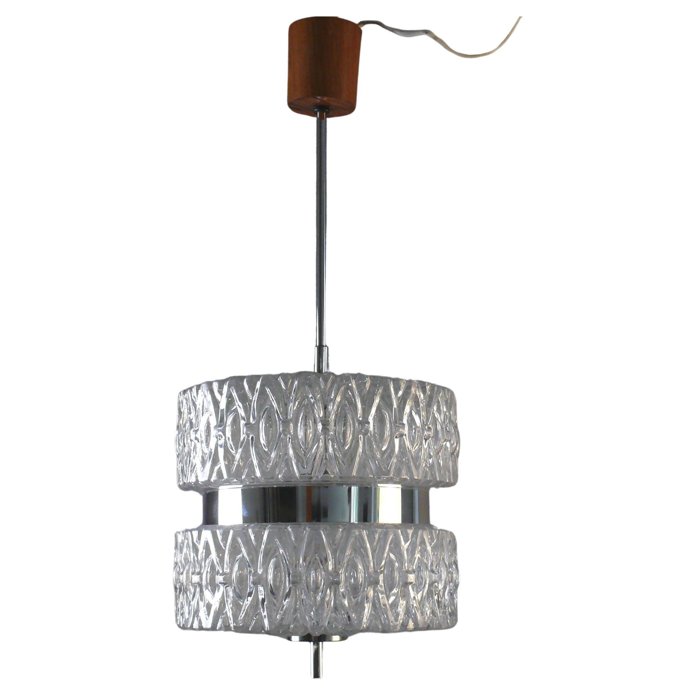 Lampe suspendue - Verre-Chrome,  1960s