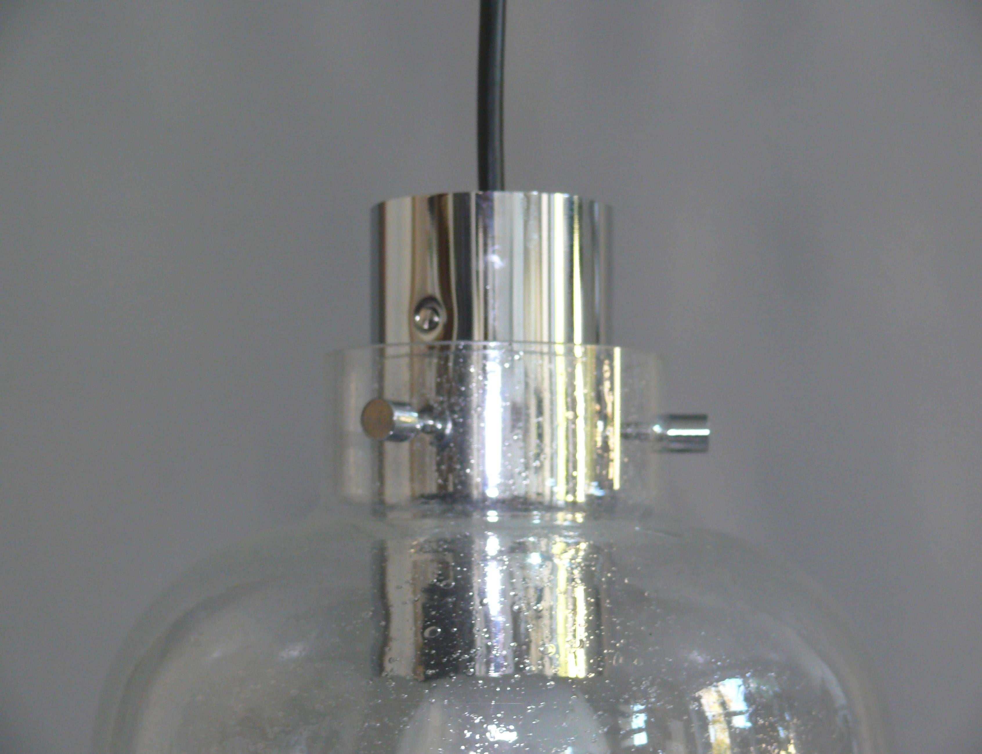 Lampada a sospensione - Vetro-cromo, realizzata da Glashütte Limburg, anni '70 In condizioni buone in vendita a Schwerin, MV