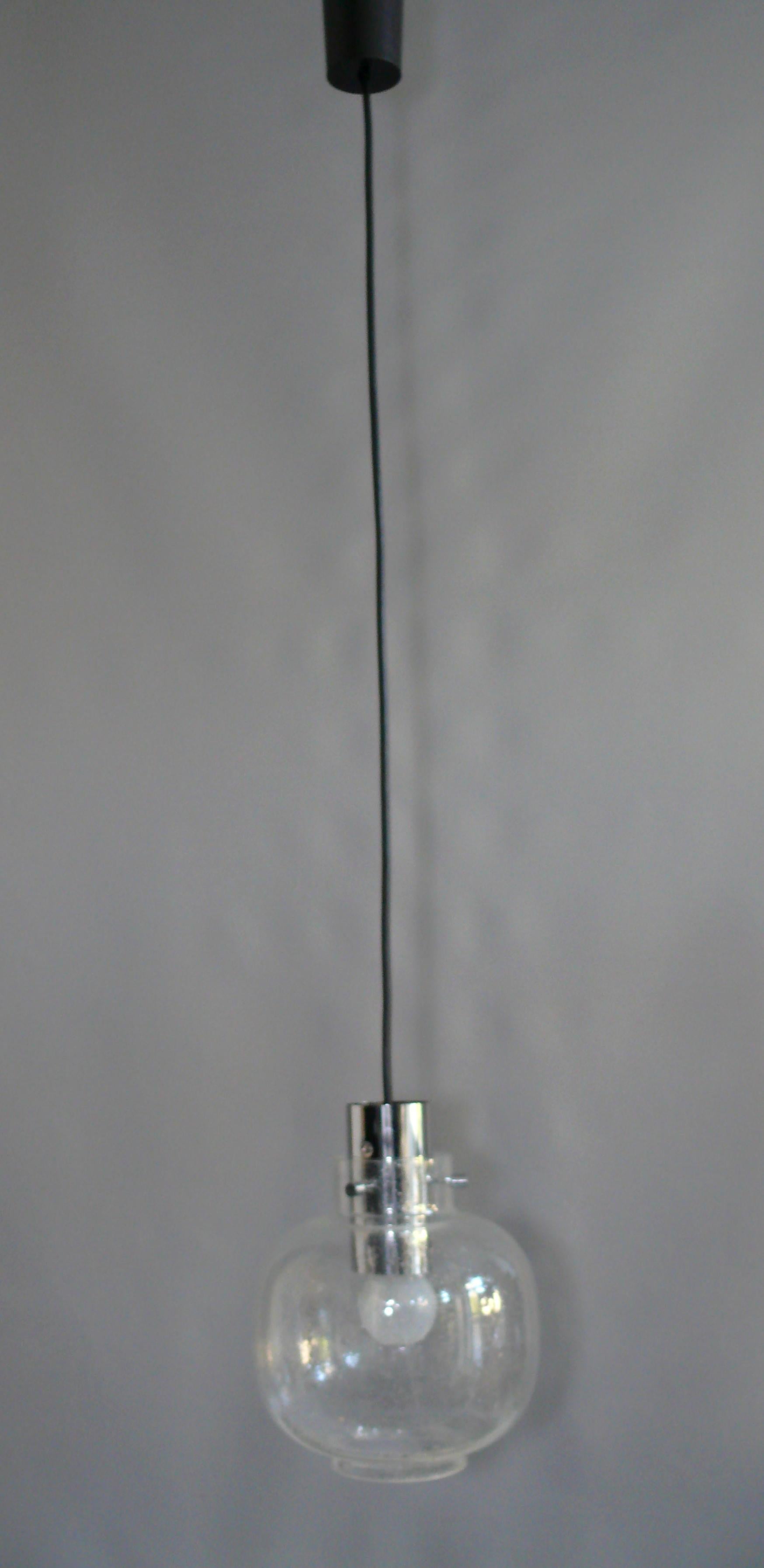 Metallo Lampada a sospensione - Vetro-cromo, realizzata da Glashütte Limburg, anni '70 in vendita