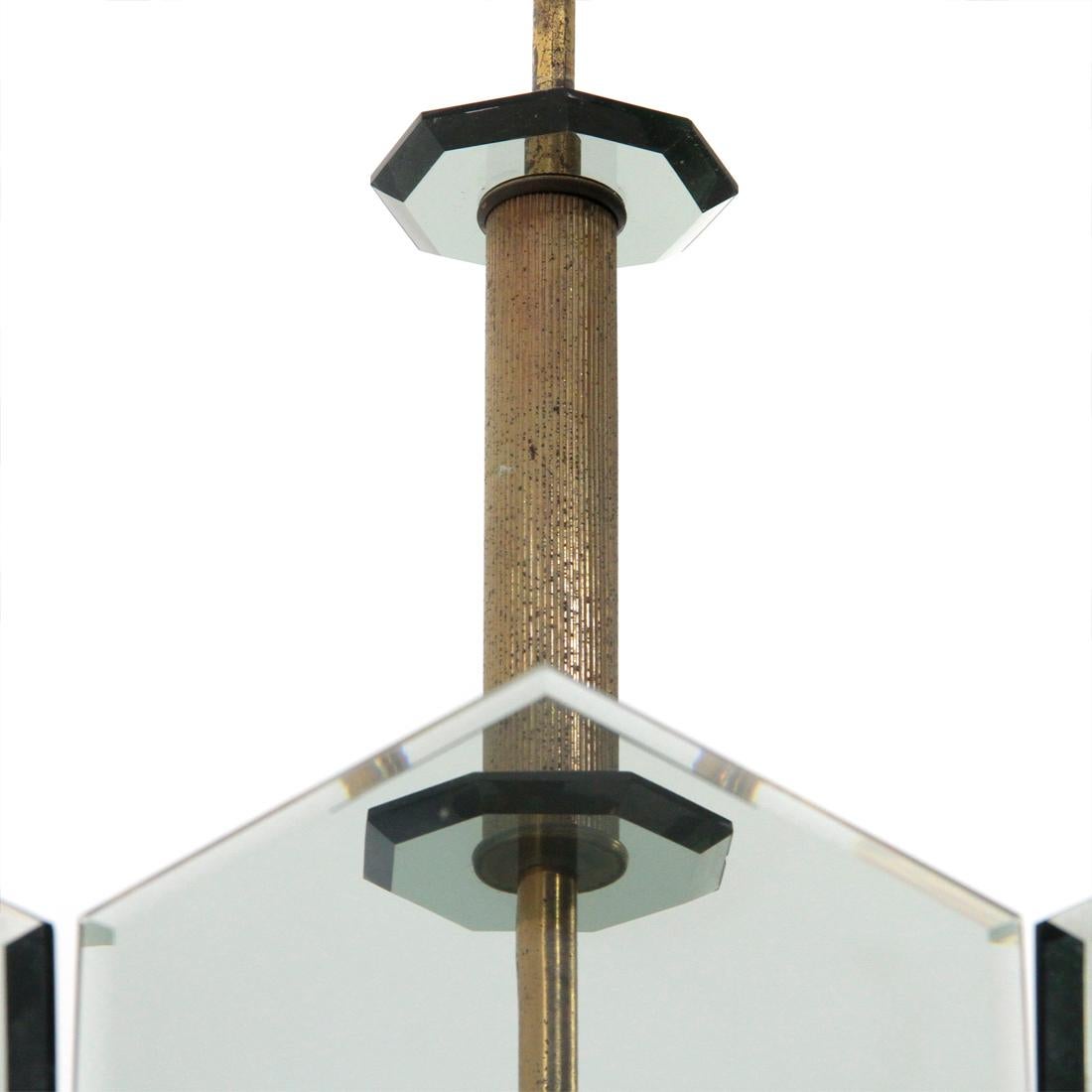 Mid-20th Century Pendant Lamp in Brass and Glass by Gino Paroldo, 1960s