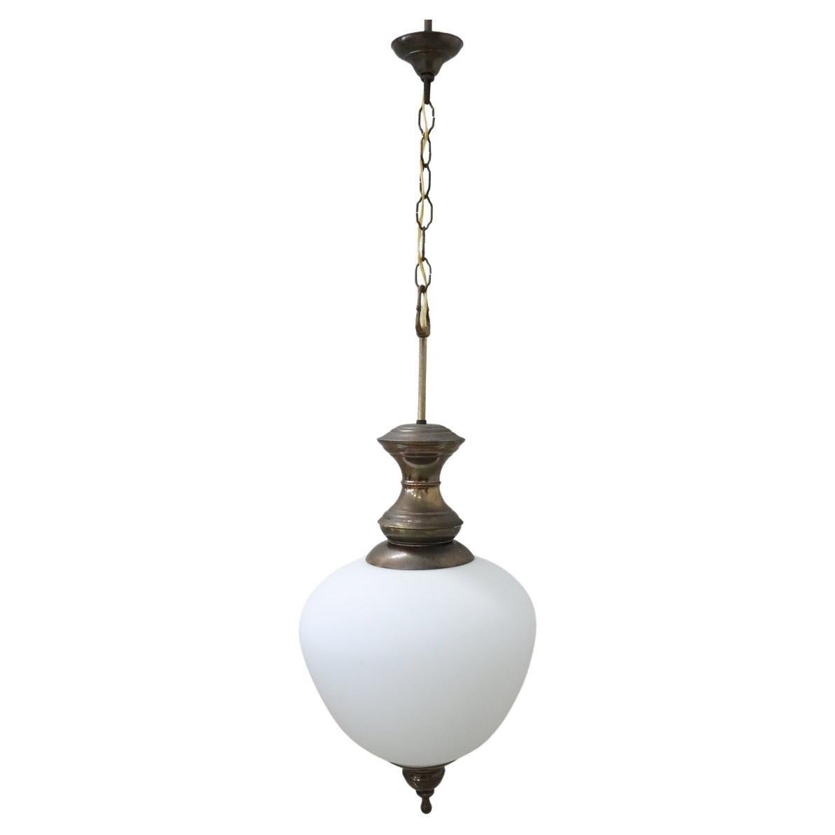 Pendant Lamp in Brass and Glass, Italy 1960s