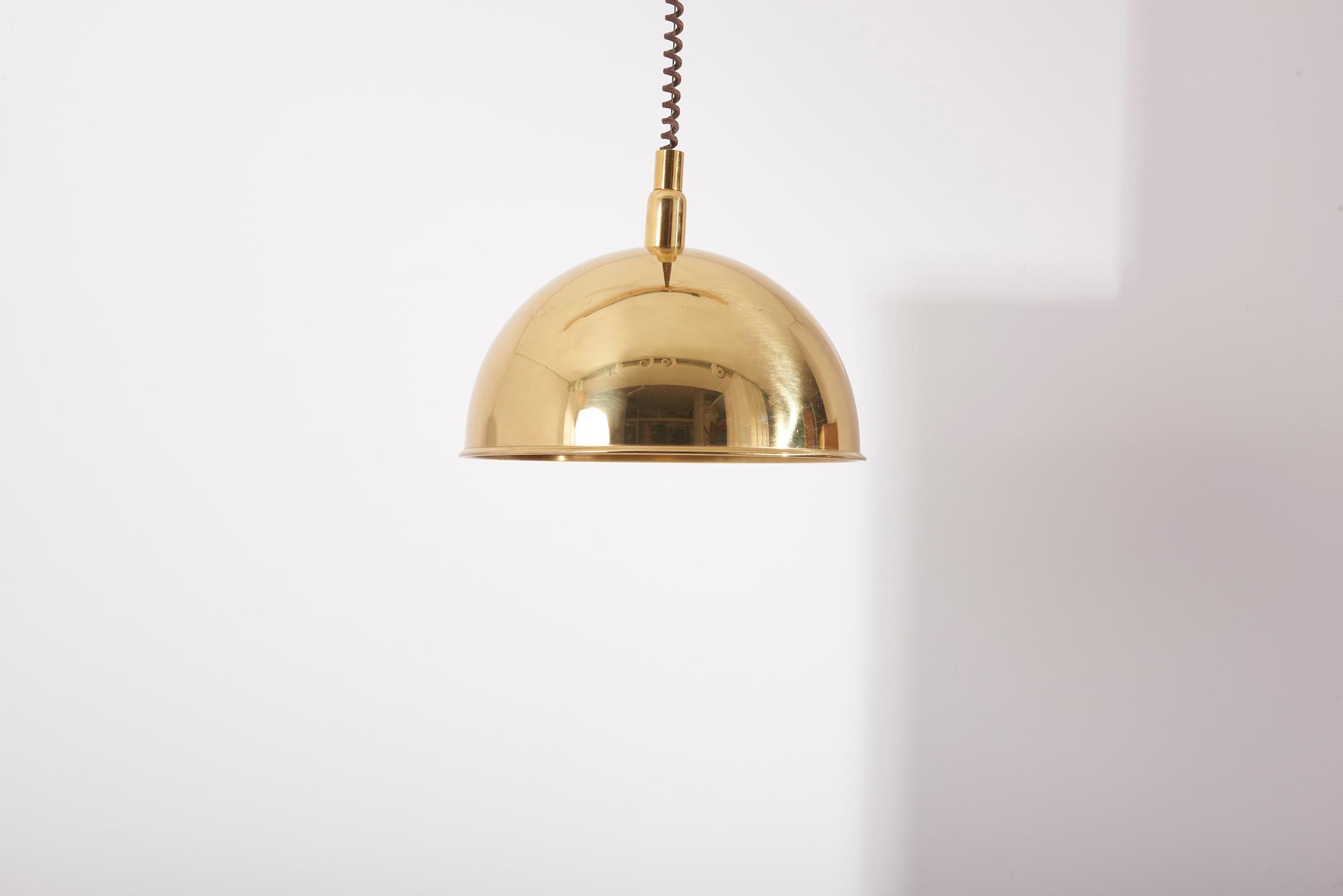 Mid-Century Modern Pendant Lamp in Brass by Florian Schulz, Germany, 1970s For Sale
