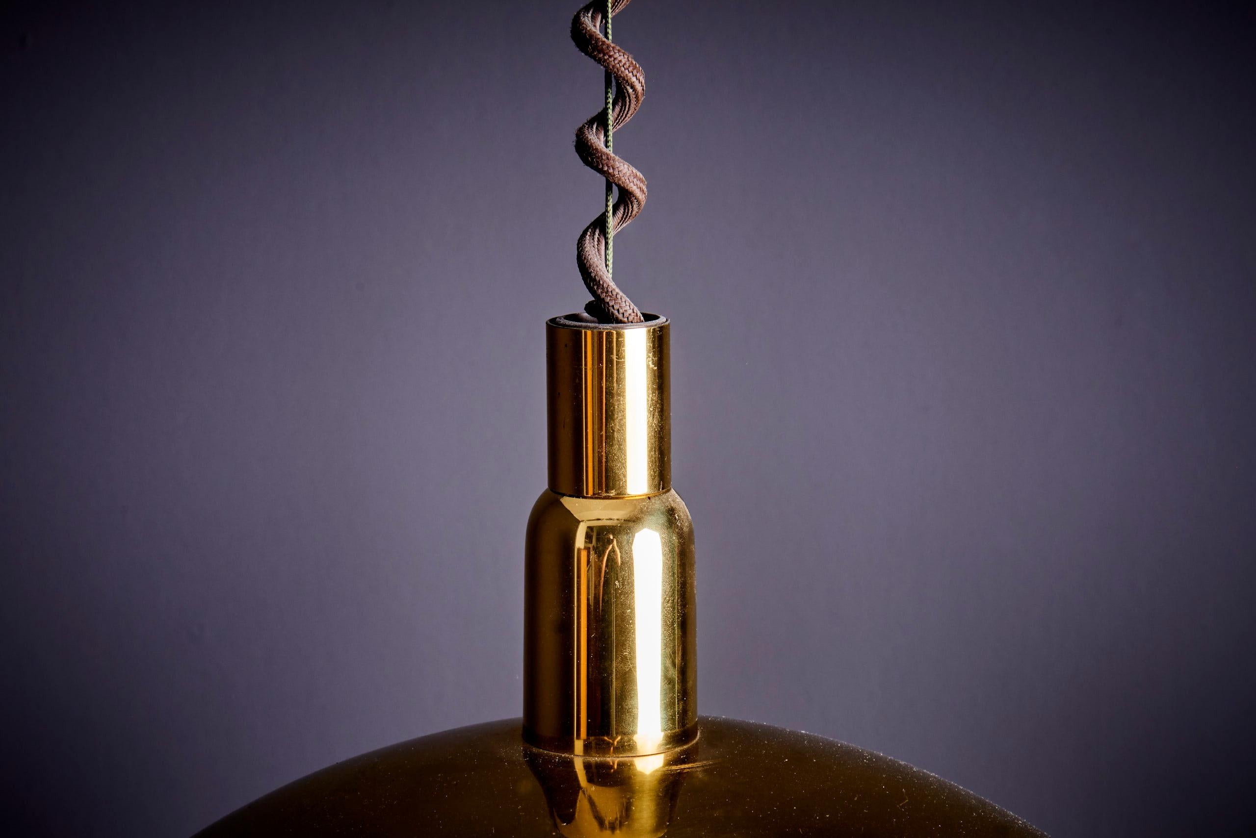 Mid-Century Modern Pendant Lamp in Brass by Florian Schulz, Germany, 1970s For Sale