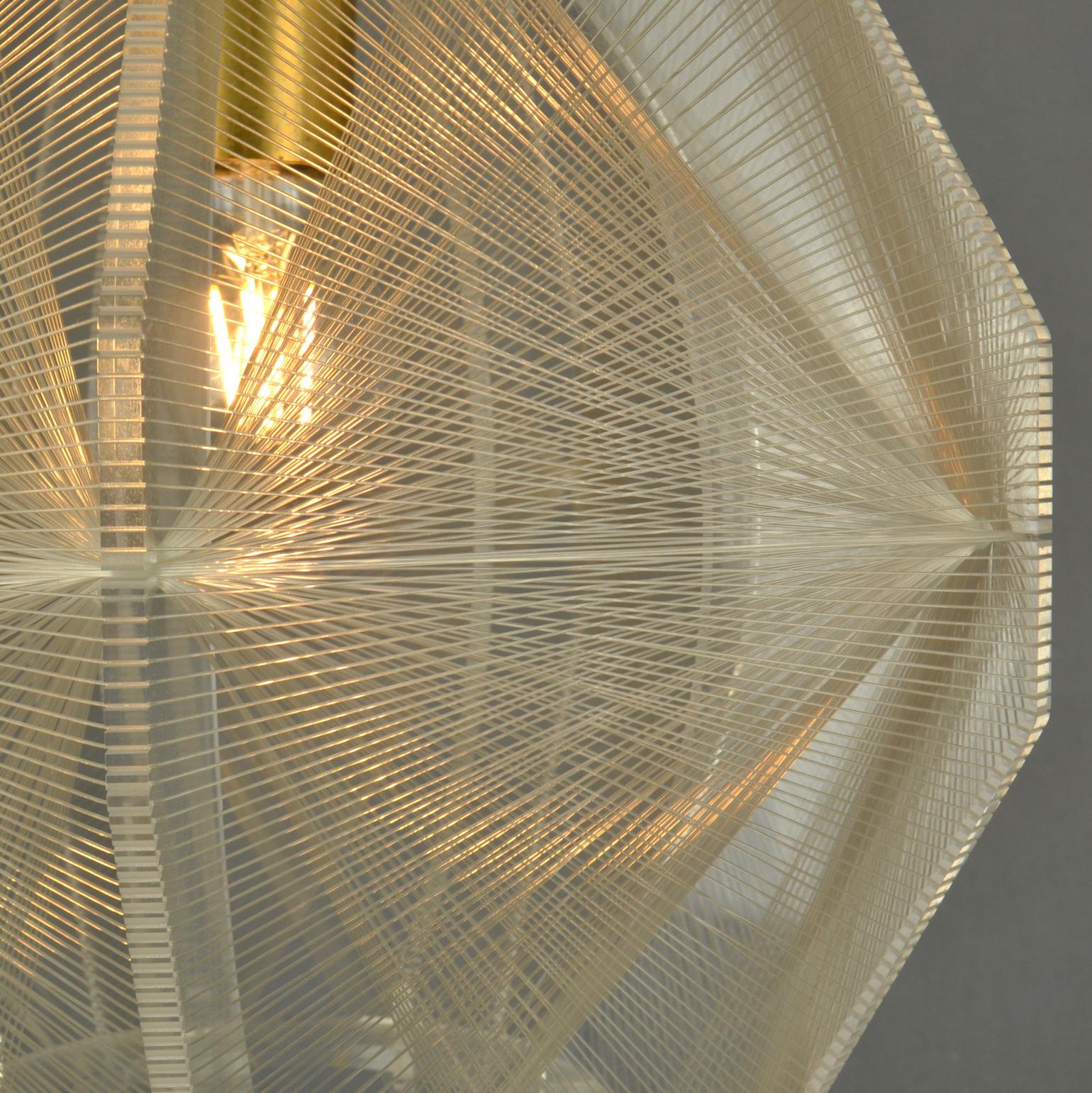 Pendant Lamp in Lucite, Wire and Brass, 1970's For Sale 11